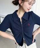 【モーメントプラス/moment+ / MEN】のU.S.POLO ASSN.ワンポイント刺繍Wジップフロントギャザーえり付き半袖カーディガン ネイビー|ID: prp329100004986540 ipo3291000000037351387