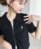 【モーメントプラス/moment+ / MEN】のU.S.POLO ASSN.ワンポイント刺繍Wジップフロントギャザーえり付き半袖カーディガン ブラック|ID: prp329100004986540 ipo3291000000037351388