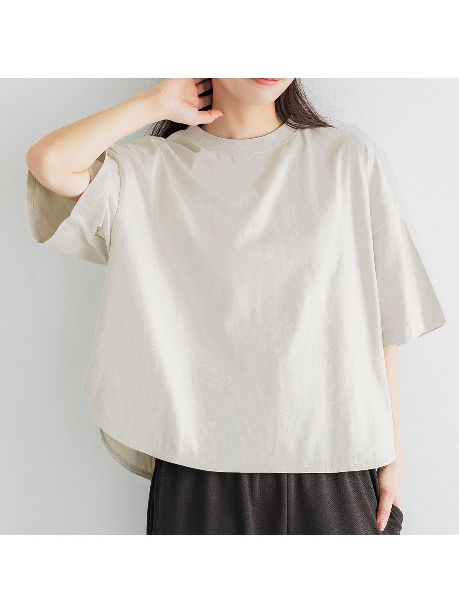 【コカ/COCA】のレギュラーオンス5分袖ビッグTシャツ インテリア・キッズ・メンズ・レディースファッション・服の通販 founy(ファウニー) 　ファッション　Fashion　レディースファッション　Fashion for Women　トップス・カットソー　Cut & Sew Tops　シャツ・ブラウス・オフィスカジュアル　Elegant Blouses & Button-Ups　ロングTシャツ・Tシャツ　Longline T-Shirts & Tees　アウトドア　Outdoor Clothing　インナー　Innerwear　春　Spring　カットソー　Cut and Sewn Top　キャミワンピース　Cami Dress, Slip Dress　シンプル　Simple, Minimal　スリット　Slit, Slit Detail　デニム　Denim, Jeans Material　定番　Standard, Basic Item　パープル　Purple, Violet　ビッグ　Big, Oversized　ベスト　Vest, Waistcoat　ベーシック　Basic, Essential　ポケット　Pocket, Pocket Detail　半袖　Short Sleeve, Half Sleeve　無地　Plain, Solid Color　ラウンド　Round, Round Neck　ルーズ　Loose, Oversized　レギュラー　Regular, Standard Fit　ロング　Long, Long-Length　夏　Summer　2026年　2026　2026春夏・S/S　Spring/Summer 2026 SS26　Lt.gray|ID: prp329100004986544 ipo3291000000037351420