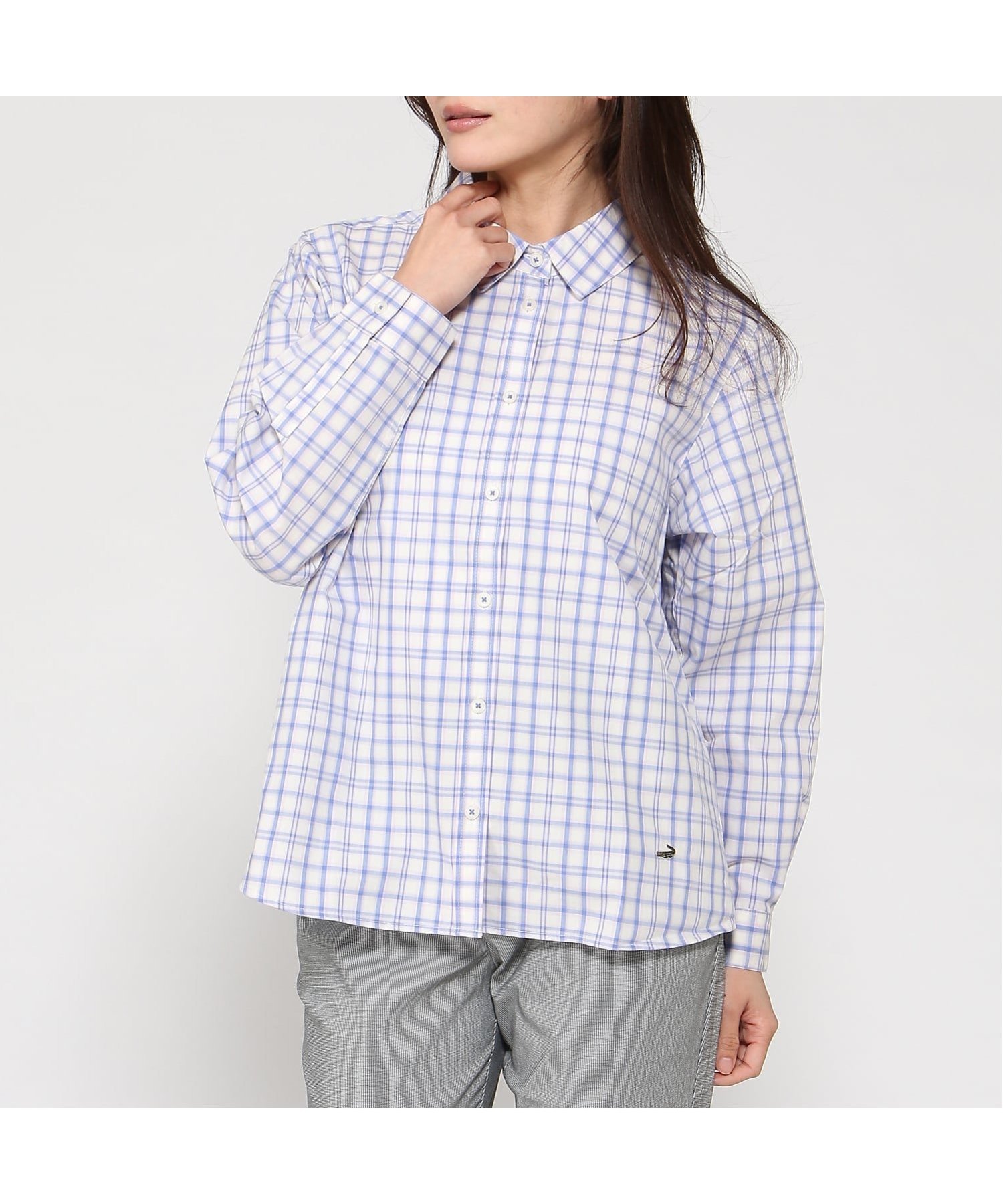 【クロコダイル/CROCODILE】のノンアイロン チェック ブラウス インテリア・キッズ・メンズ・レディースファッション・服の通販 founy(ファウニー) 　ファッション　Fashion　レディースファッション　Fashion for Women　トップス・カットソー　Cut & Sew Tops　シャツ・ブラウス・オフィスカジュアル　Elegant Blouses & Button-Ups　チェック　Check, Plaid, Tartan　パターン　Pattern, Design Print　ブルー|ID: prp329100004986552 ipo3291000000037351461