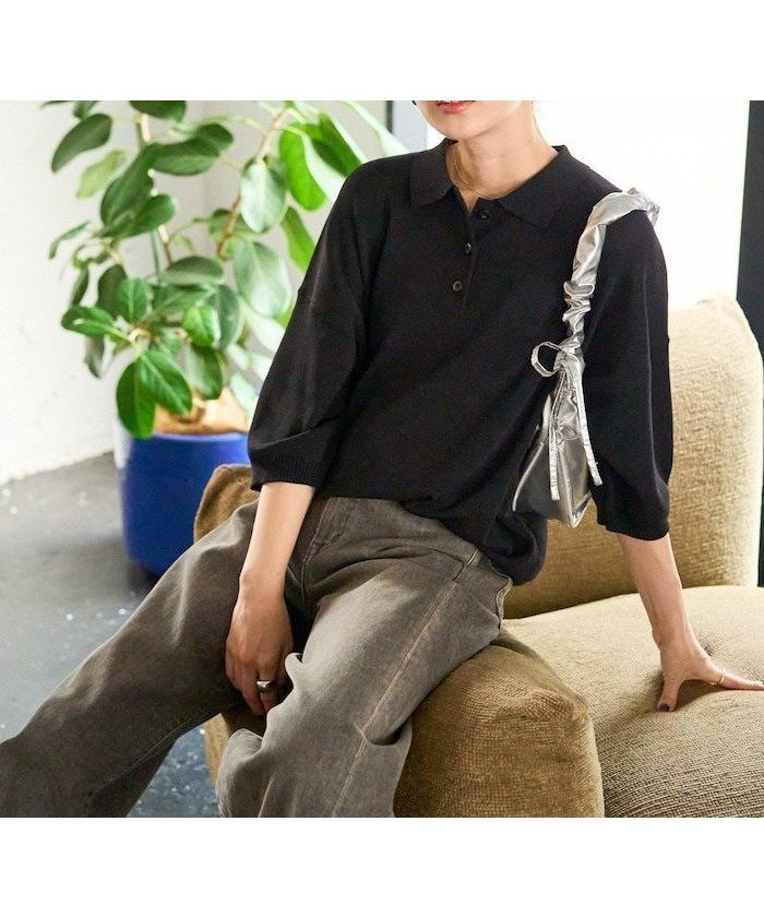 【フリークスストア/FREAK'S STORE】のサマーニット半袖ポロシャツ【限定展開】 インテリア・キッズ・メンズ・レディースファッション・服の通販 founy(ファウニー) 　ファッション　Fashion　レディースファッション　Fashion for Women　トップス・カットソー　Cut & Sew Tops　ニット　Knit Tops & Sweaters　シャツ・ブラウス・オフィスカジュアル　Elegant Blouses & Button-Ups　ポロシャツ・きれいめカジュアル　Smart-Casual Polo Tops　クラシカル　Classical, Vintage-Inspired　サマー　Summer, Summer Style　ショルダー　Shoulder, Shoulder Strap　スマート　Smart, Elegant　スラックス　Slacks, Dress Pants　デニム　Denim, Jeans Material　トレンド　Trend, Trending Now　ドロップ　Drop Shoulder, Dropped Style　ビッグ　Big, Oversized　フレア　Flare, Flared　ボトム　Bottoms, Lower Wear　ポロシャツ　Polo Shirt, Collared Tee　半袖　Short Sleeve, Half Sleeve　ワイド　Wide, Wide Fit　S/S・春夏　SS, Spring/Summer, Warm Season　おすすめ　Recommended / Our Picks　夏　Summer　2026年　2026　2026春夏・S/S　Spring/Summer 2026 SS26　ブラック|ID: prp329100004986553 ipo3291000000037351465