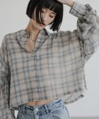 【ローリーズファーム/LOWRYS FARM】のシアーチェックシャツショート 大人の最旬トレンドファッション＆コーディネート founy(ファウニー) ファッション Fashion レディースファッション Fashion for Women トップス・カットソー Cut & Sew Tops シャツ・ブラウス・オフィスカジュアル Elegant Blouses & Button-Ups シアー Sheer, See-Through シャーリング Shirring, Ruched ショート Short, Short Length チェック Check, Plaid, Tartan バランス Balance, Style Balance ボトム Bottoms, Lower Wear ワイド Wide, Wide Fit thumbnail ブルー82|ID: prp329100004986554 ipo3291000000037351474