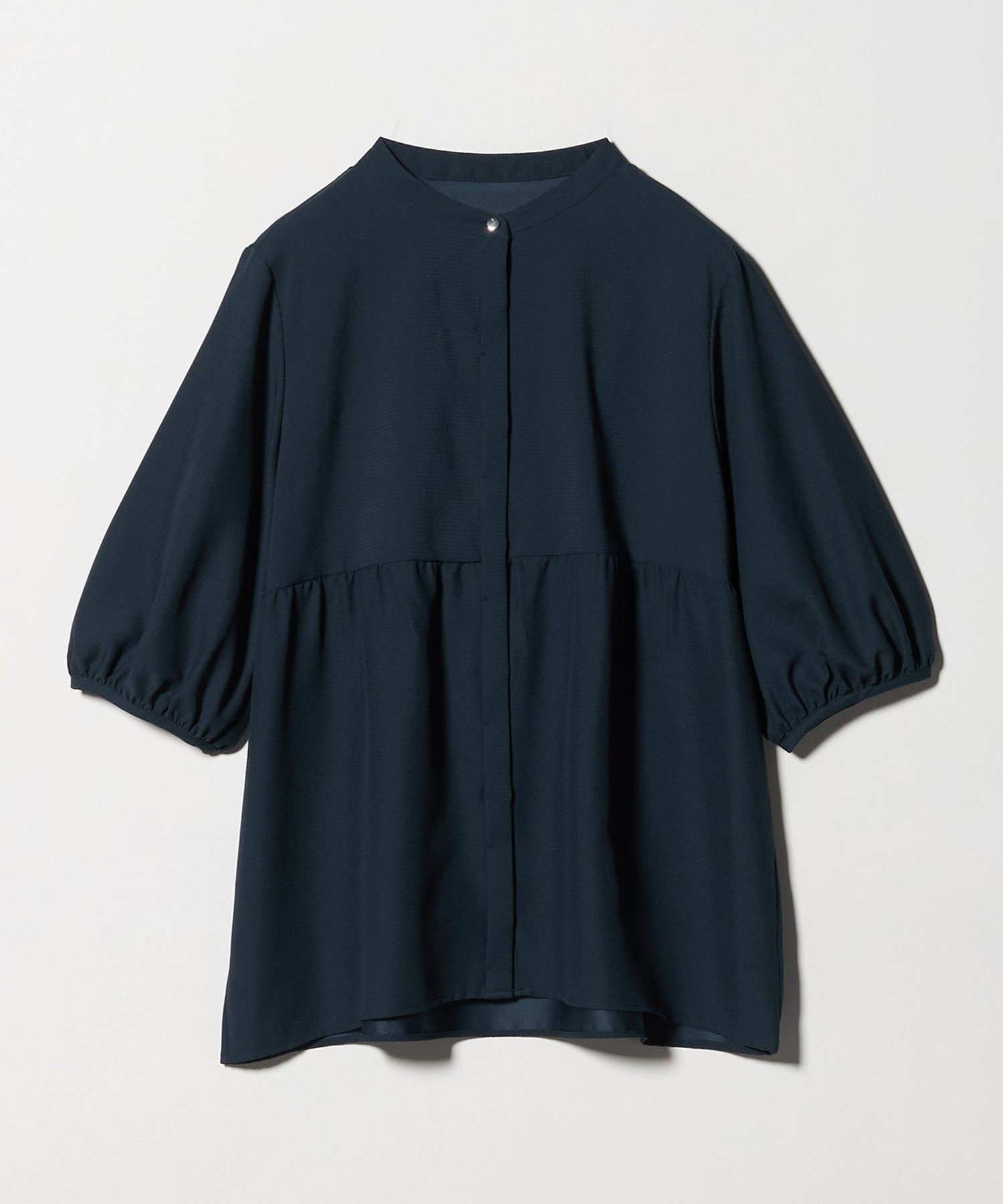 【ユナイテッドアローズ/UNITED ARROWS】のペプラム バンドカラーブラウス 6分袖 A DAY IN THE LIFE インテリア・キッズ・メンズ・レディースファッション・服の通販 founy(ファウニー) ファッション Fashion レディースファッション Fashion for Women トップス・カットソー Cut & Sew Tops シャツ・ブラウス・オフィスカジュアル Elegant Blouses & Button-Ups 洗える Machine Washable ギャザー Gathered, Ruffled ストライプ Stripe, Striped Pattern トレンド Trend, Trending Now バランス Balance, Style Balance フロント Front, Front Design ペプラム Peplum, Flared Hem ボーダー Border, Stripe メタル Metal, Metal Parts ワイド Wide, Wide Fit アウトレット Outlet / Clearance エレガント 上品 Elegant ビジネス 仕事 通勤 Business / Work / Commuting NAVY|ID: prp329100004986564 ipo3291000000037351558