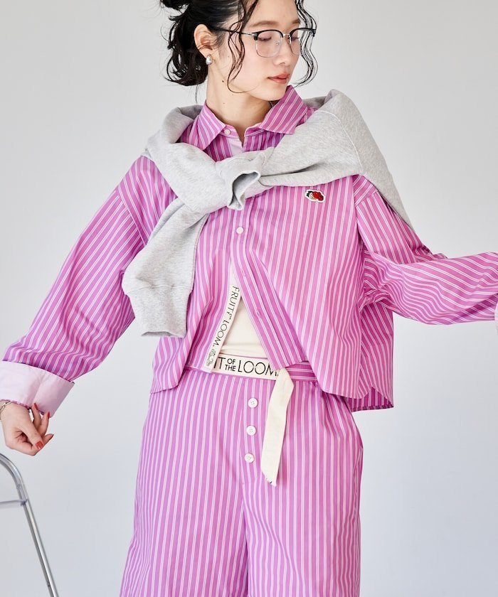 【フリークスストア/FREAK'S STORE】の別注 マルチカラー 長袖ショートシャツ/ストライプシャツ インテリア・キッズ・メンズ・レディースファッション・服の通販 founy(ファウニー) 　ファッション　Fashion　レディースファッション　Fashion for Women　トップス・カットソー　Cut & Sew Tops　シャツ・ブラウス・オフィスカジュアル　Elegant Blouses & Button-Ups　インナー　Innerwear　カラフル　Colorful Design　ギンガム　Gingham, Gingham Fabric　クロップド　Cropped, Short Length　コンパクト　Compact, Small Size　ショート　Short, Short Length　スウェット / スエット　Sweatshirt, Sweatwear　ストライプ　Stripe, Striped Pattern　スペシャル　Special, Limited Edition　タートルネック　Turtleneck, High Neck　チェック　Check, Plaid, Tartan　長袖　Long Sleeve, Full Sleeve　ベーシック　Basic, Essential　別注　Limited Edition, Custom Order　羽織　Haori, Light Jacket　ロング　Long, Long-Length　ワンポイント　One Point, Statement Accent　S/S・春夏　SS, Spring/Summer, Warm Season　おすすめ　Recommended / Our Picks　夏　Summer　2026年　2026　2026春夏・S/S　Spring/Summer 2026 SS26　コーラルピンク|ID: prp329100004986571 ipo3291000000037351607