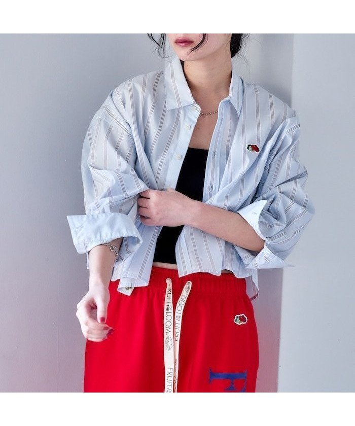 【フリークスストア/FREAK'S STORE】の別注 マルチカラー 長袖ショートシャツ/ストライプシャツ インテリア・キッズ・メンズ・レディースファッション・服の通販 founy(ファウニー) 　ファッション　Fashion　レディースファッション　Fashion for Women　トップス・カットソー　Cut & Sew Tops　シャツ・ブラウス・オフィスカジュアル　Elegant Blouses & Button-Ups　インナー　Innerwear　カラフル　Colorful Design　ギンガム　Gingham, Gingham Fabric　クロップド　Cropped, Short Length　コンパクト　Compact, Small Size　ショート　Short, Short Length　スウェット / スエット　Sweatshirt, Sweatwear　ストライプ　Stripe, Striped Pattern　スペシャル　Special, Limited Edition　タートルネック　Turtleneck, High Neck　チェック　Check, Plaid, Tartan　長袖　Long Sleeve, Full Sleeve　ベーシック　Basic, Essential　別注　Limited Edition, Custom Order　羽織　Haori, Light Jacket　ロング　Long, Long-Length　ワンポイント　One Point, Statement Accent　S/S・春夏　SS, Spring/Summer, Warm Season　おすすめ　Recommended / Our Picks　夏　Summer　2026年　2026　2026春夏・S/S　Spring/Summer 2026 SS26　ターコイズブルー|ID: prp329100004986571 ipo3291000000037351609
