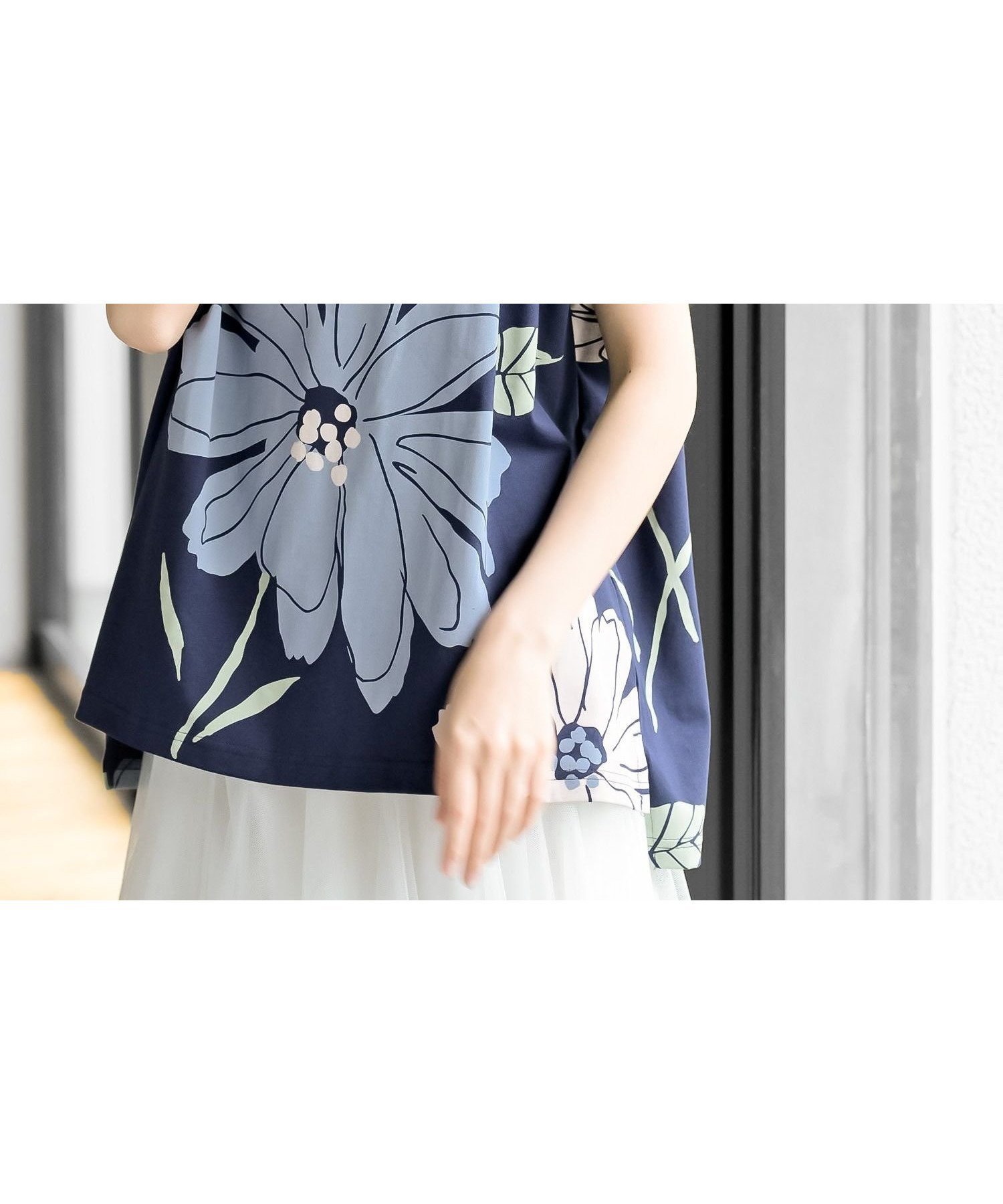 【アールピーエス/rps】の花柄プリントT インテリア・キッズ・メンズ・レディースファッション・服の通販 founy(ファウニー) 　ファッション　Fashion　レディースファッション　Fashion for Women　フラワー　Flower, Floral　プリント　Print, Printed Pattern　再入荷　Restock / Back in Stock　夏　Summer　ネイビー|ID: prp329100004986581 ipo3291000000037351695