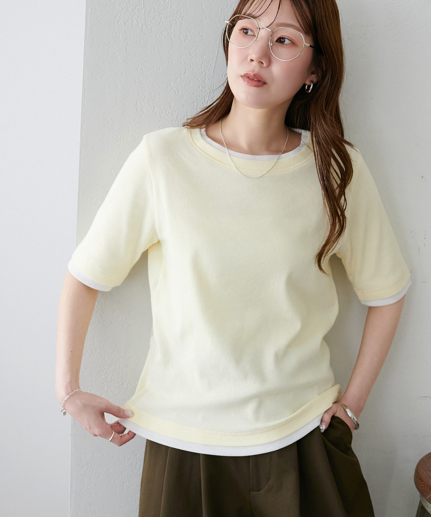 【ディスコート/Discoat】のレイヤード風半袖プルオーバー インテリア・キッズ・メンズ・レディースファッション・服の通販 founy(ファウニー) 　ファッション　Fashion　レディースファッション　Fashion for Women　トップス・カットソー　Cut & Sew Tops　カジュアルプルオーバー・ニットトップス　Pullovers & Knit Tops / Casual Pullovers　おすすめ　Recommended / Our Picks　とろみ　Fluid, Flowy Fabric　スラックス　Slacks, Dress Pants　半袖　Short Sleeve, Half Sleeve　レモンイエロー|ID: prp329100004986584 ipo3291000000037351739
