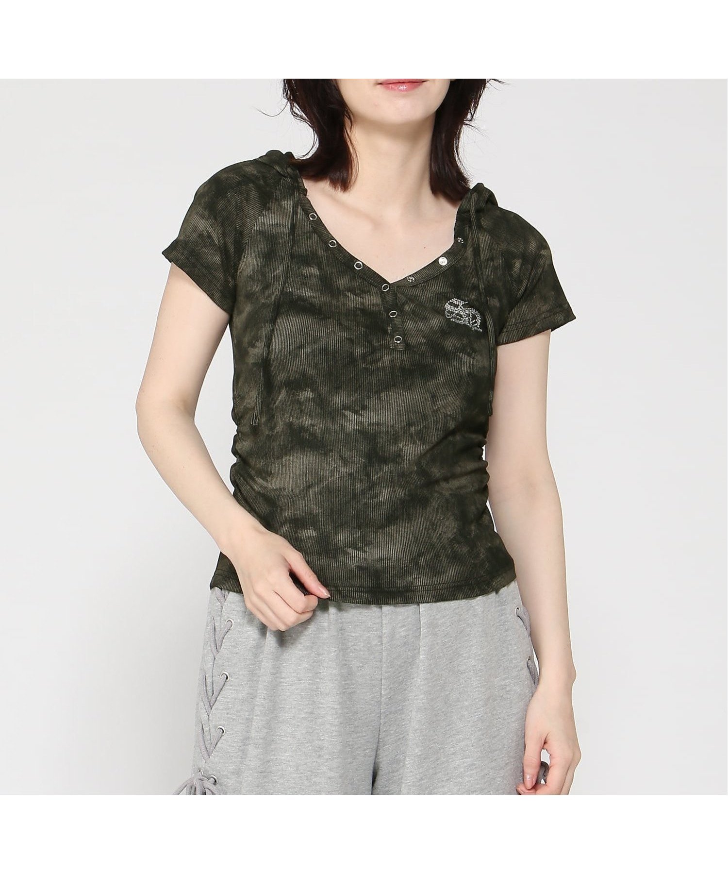 【イング/INGNI】のINGNI/ヘンリーNフードリブTOPs インテリア・キッズ・メンズ・レディースファッション・服の通販 founy(ファウニー) 　ファッション　Fashion　レディースファッション　Fashion for Women　トップス・カットソー　Cut & Sew Tops　ギャザー　Gathered, Ruffled　クール　Cool, Chic　ストーン　Stone, Gem-Like　スマホ　Smartphone, Mobile Device　ベーシック　Basic, Essential　クロ/ムラ|ID: prp329100004986593 ipo3291000000037351772