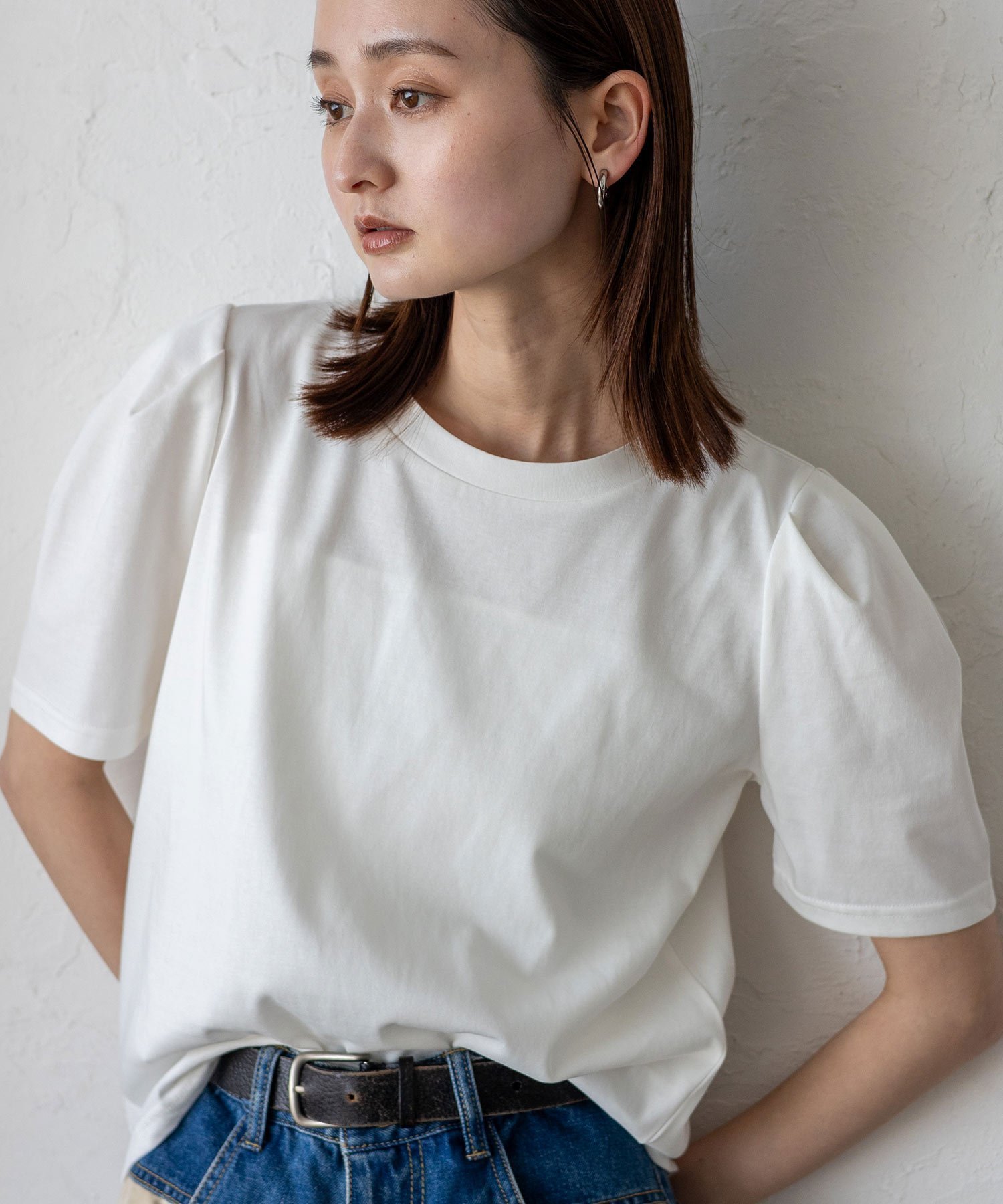 【ヴィータフェリーチェ/VitaFelice】のUVカット 接触冷感パフスリーブ半袖Tシャツ レディース コットン 汗 インテリア・キッズ・メンズ・レディースファッション・服の通販 founy(ファウニー) 　ファッション　Fashion　レディースファッション　Fashion for Women　トップス・カットソー　Cut & Sew Tops　シャツ・ブラウス・オフィスカジュアル　Elegant Blouses & Button-Ups　ロングTシャツ・Tシャツ　Longline T-Shirts & Tees　コンパクト　Compact, Small Size　シンプル　Simple, Minimal　スラックス　Slacks, Dress Pants　スリーブ　Sleeve, Long Sleeve / Short Sleeve　タイトスカート　Pencil Skirt, Tight Skirt　デニム　Denim, Jeans Material　フェミニン　Feminine, Girly　フレア　Flare, Flared　ベーシック　Basic, Essential　半袖　Short Sleeve, Half Sleeve　リラックス　Relax, Relaxed Fit　エレガント 上品　Elegant　ビジネス 仕事 通勤　Business / Work / Commuting　オフホワイト|ID: prp329100004986617 ipo3291000000037351884