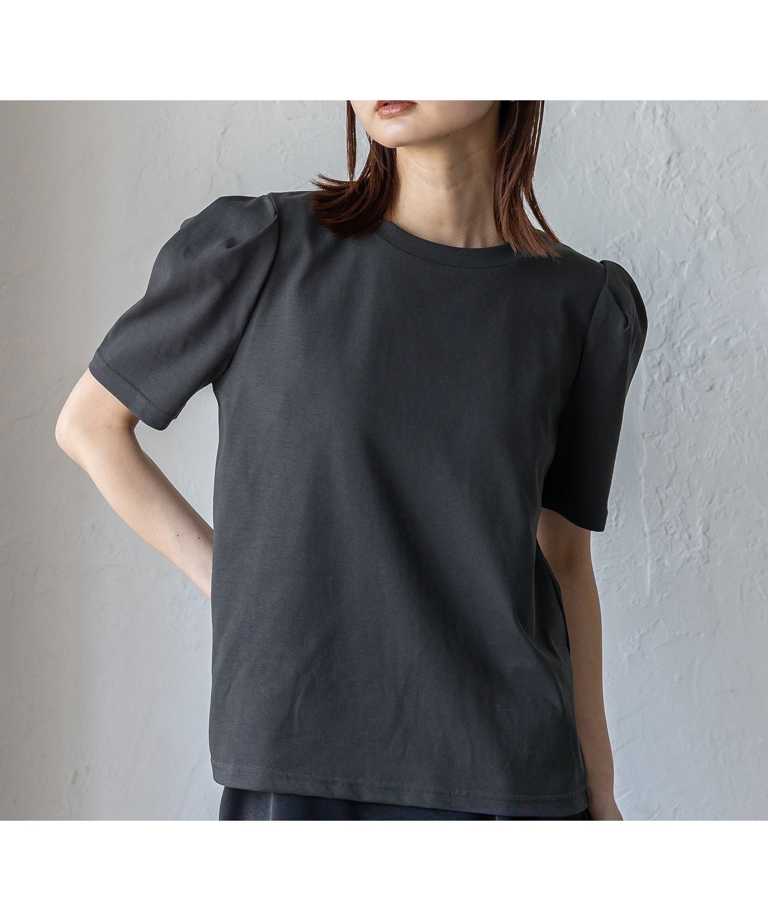 【ヴィータフェリーチェ/VitaFelice】のUVカット 接触冷感パフスリーブ半袖Tシャツ レディース コットン 汗 インテリア・キッズ・メンズ・レディースファッション・服の通販 founy(ファウニー) 　ファッション　Fashion　レディースファッション　Fashion for Women　トップス・カットソー　Cut & Sew Tops　シャツ・ブラウス・オフィスカジュアル　Elegant Blouses & Button-Ups　ロングTシャツ・Tシャツ　Longline T-Shirts & Tees　コンパクト　Compact, Small Size　シンプル　Simple, Minimal　スラックス　Slacks, Dress Pants　スリーブ　Sleeve, Long Sleeve / Short Sleeve　タイトスカート　Pencil Skirt, Tight Skirt　デニム　Denim, Jeans Material　フェミニン　Feminine, Girly　フレア　Flare, Flared　ベーシック　Basic, Essential　半袖　Short Sleeve, Half Sleeve　リラックス　Relax, Relaxed Fit　エレガント 上品　Elegant　ビジネス 仕事 通勤　Business / Work / Commuting　スミクロ|ID: prp329100004986617 ipo3291000000037351885