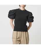 【ユナイテッドアローズ/UNITED ARROWS】のASTRAET フライスxタフタ パフスリーブカットソー 大人の最旬トレンドファッション＆コーディネート founy(ファウニー) ファッション Fashion レディースファッション Fashion for Women トップス・カットソー Cut & Sew Tops カットソー・ベーシックTシャツ Cut-and-Sewn Tops / Stretch Tees & Basics カットソー Cut and Sewn Top コンビ Combo, Combination Style スリーブ Sleeve, Long Sleeve / Short Sleeve タフタ Taffeta, Structured Fabric ボトム Bottoms, Lower Wear thumbnail BLACK|ID: prp329100004986620 ipo3291000000037351908