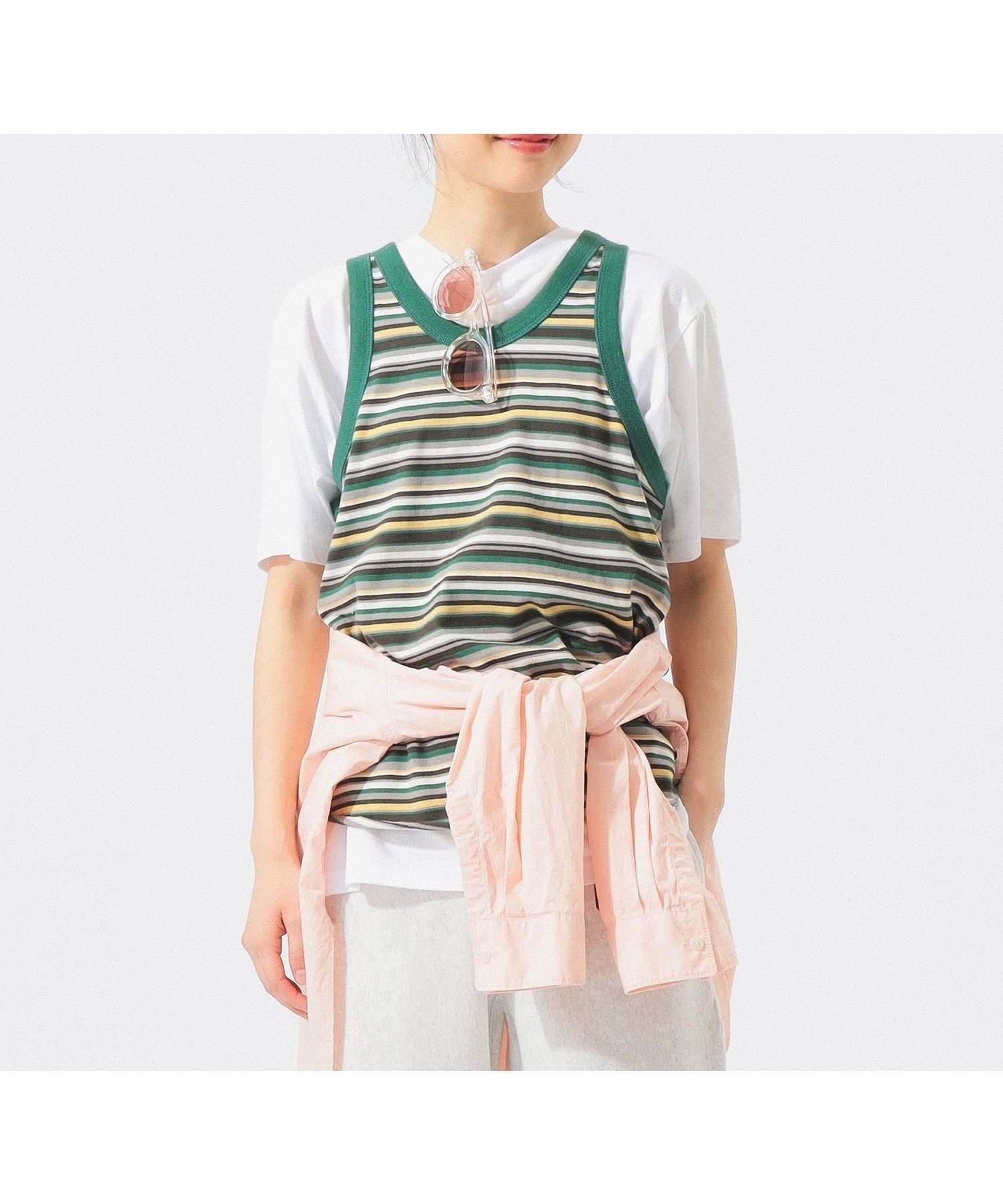 【ビームス ウイメン/BEAMS】のマルチボーダー タンクトップ インテリア・キッズ・メンズ・レディースファッション・服の通販 founy(ファウニー) 　ファッション　Fashion　レディースファッション　Fashion for Women　インナー　Innerwear　カーディガン　Cardigan, Knitwear　コンパクト　Compact, Small Size　スポーティ　Sporty, Casual Athletic　セットアップ　Set-Up, Coordinated Outfit　タンク　Tank Top, Sleeveless Top　ネップ　Nepp, Slub Yarn　プリント　Print, Printed Pattern　ボーダー　Border, Stripe　ラバー　Rubber, Rubber Sole　GREEN|ID: prp329100004986624 ipo3291000000037351926