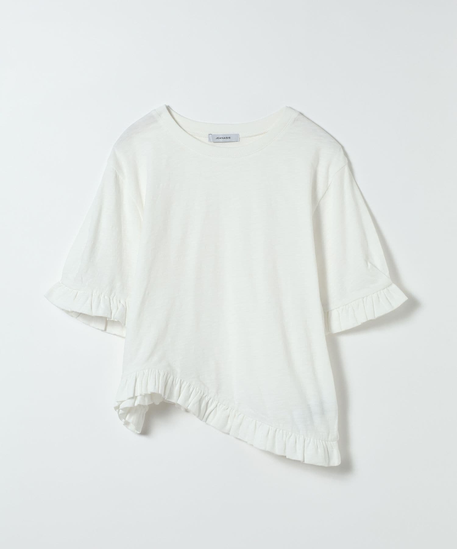 【ジーナシス/JEANASiS】のスラブフリルSS TEE インテリア・キッズ・メンズ・レディースファッション・服の通販 founy(ファウニー) 　ファッション　Fashion　レディースファッション　Fashion for Women　おすすめ　Recommended / Our Picks　タンク　Tank Top, Sleeveless Top　デニム　Denim, Jeans Material　ビスチェ　Bustier, Corset Top　フリル　Frill, Ruffle　ベスト　Vest, Waistcoat　ボトム　Bottoms, Lower Wear　ミリタリー　Military, Army Style　ホワイト|ID: prp329100004986633 ipo3291000000037351966