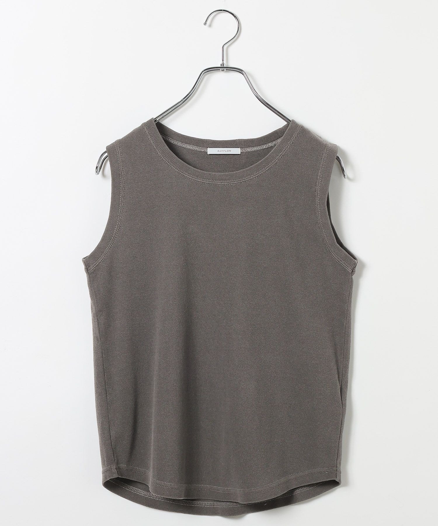 【ベイフロー/BAYFLOW】のピグメントリブノースリーブTシャツ インテリア・キッズ・メンズ・レディースファッション・服の通販 founy(ファウニー) 　ファッション　Fashion　レディースファッション　Fashion for Women　トップス・カットソー　Cut & Sew Tops　キャミソール&ノースリーブ　Camisoles & Sleeveless Tops　シャツ・ブラウス・オフィスカジュアル　Elegant Blouses & Button-Ups　ロングTシャツ・Tシャツ　Longline T-Shirts & Tees　おすすめ　Recommended / Our Picks　インナー　Innerwear　コンパクト　Compact, Small Size　ストレッチ　Stretch, Stretchy Fabric　ノースリーブ　Sleeveless, No-Sleeve　ボトム　Bottoms, Lower Wear　羽織　Haori, Light Jacket　チャコール18|ID: prp329100004986635 ipo3291000000037351976