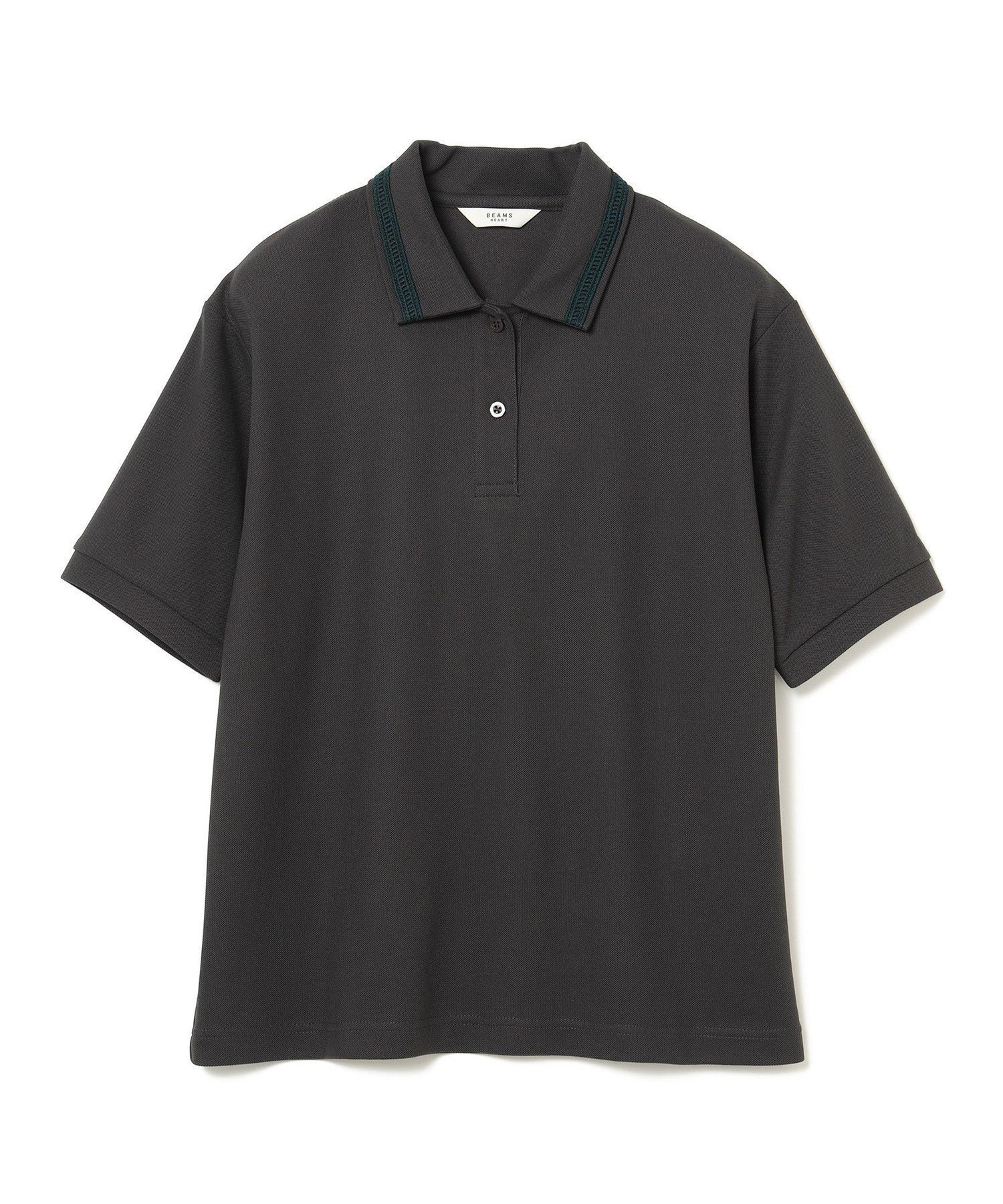 【ビームス ハート/BEAMS HEART】の配色 レース ポロシャツ 26SS ウォッシャブル インテリア・キッズ・メンズ・レディースファッション・服の通販 founy(ファウニー) 　ファッション　Fashion　レディースファッション　Fashion for Women　トップス・カットソー　Cut & Sew Tops　シャツ・ブラウス・オフィスカジュアル　Elegant Blouses & Button-Ups　ポロシャツ・きれいめカジュアル　Smart-Casual Polo Tops　2026年　2026　2026春夏・S/S　Spring/Summer 2026 SS26　ウォッシャブル　Machine Washable　スラックス　Slacks, Dress Pants　デニム　Denim, Jeans Material　フェミニン　Feminine, Girly　ポロシャツ　Polo Shirt, Collared Tee　モダン　Modern, Contemporary　レース　Lace, Lace Fabric　エレガント 上品　Elegant　CHARCOAL|ID: prp329100004986639 ipo3291000000037352001