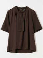 【タカキュー/TAKA-Q】のストレッチ 袖布帛 ボウタイ付き 半袖 プルオーバー 大人の最旬トレンドファッション＆コーディネート founy(ファウニー) ファッション Fashion レディースファッション Fashion for Women トップス・カットソー Cut & Sew Tops カジュアルプルオーバー・ニットトップス Pullovers & Knit Tops / Casual Pullovers インナー Innerwear オケージョン Occasion Wear シルケット Silket, Silky Cotton ジャケット Jacket, Outerwear ジョーゼット Georgette, Semi-Sheer Fabric ストレッチ Stretch, Stretchy Fabric ストレート Straight, Straight Cut スーツ Suit, Formalwear セットアップ Set-Up, Coordinated Outfit トレンド Trend, Trending Now なめらか Smooth, Silky Texture フィット Fit, Slim Fit ベーシック Basic, Essential 半袖 Short Sleeve, Half Sleeve おすすめ Recommended / Our Picks 夏 Summer エレガント 上品 Elegant セレモニー Ceremony ビジネス 仕事 通勤 Business / Work / Commuting thumbnail 35こげ茶|ID: prp329100004986648 ipo3291000000037352051