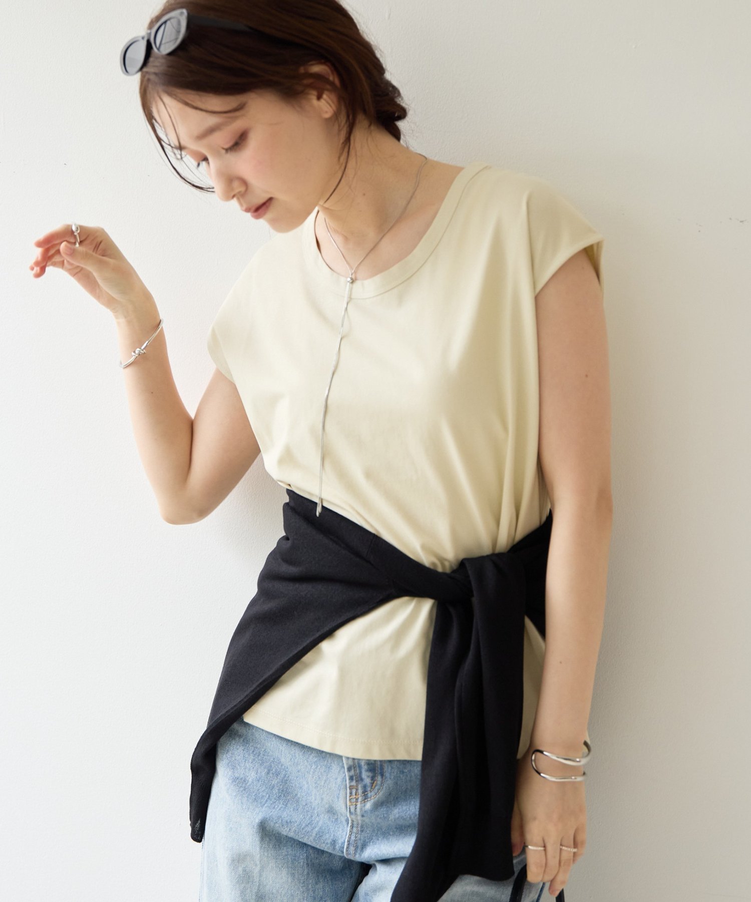 【ディスコート/Discoat】の【Noka】UネックフレンチT インテリア・キッズ・メンズ・レディースファッション・服の通販 founy(ファウニー) 　ファッション　Fashion　レディースファッション　Fashion for Women　2026年　2026　2026春夏・S/S　Spring/Summer 2026 SS26　おすすめ　Recommended / Our Picks　なめらか　Smooth, Silky Texture　デニム　Denim, Jeans Material　フレンチ　French, French Style　夏　Summer　アイボリー|ID: prp329100004986657 ipo3291000000037352086