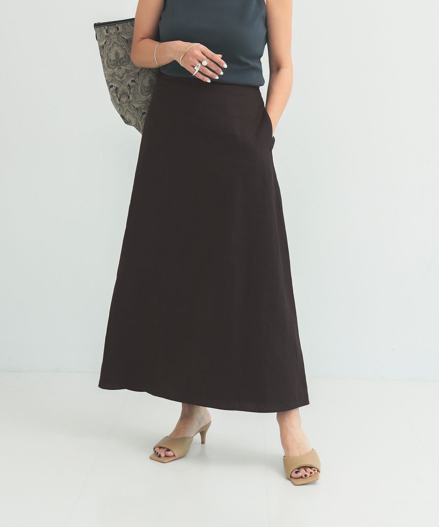 【デミルクス ビームス/Demi-Luxe BEAMS】のシンプル リネン スカート .M 大人の最旬トレンドファッション＆コーディネート founy(ファウニー) 　ファッション　Fashion　レディースファッション　Fashion for Women　スカート　Skirts　カットソー　Cut and Sewn Top　シンプル　Simple, Minimal　定番　Standard, Basic Item　フィット　Fit, Slim Fit　フランス　France, French　ポケット　Pocket, Pocket Detail　リネン　Linen, Linen Fabric　エレガント 上品　Elegant　 other-1|ID: prp329100004986689 ipo3291000000037352996