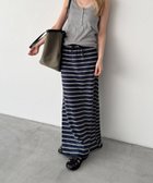 【キャナルジーン/CANAL JEAN】のEl mar ボーダーロングスカート 大人の最旬トレンドファッション＆コーディネート founy(ファウニー) ファッション Fashion レディースファッション Fashion for Women スカート Skirts ロングスカート Long Skirts / Maxi & Midi Skirts カットソー Cut and Sewn Top コンパクト Compact, Small Size スリット Slit, Slit Detail タンク Tank Top, Sleeveless Top ドローコード Drawcord, Drawstring Cord ポケット Pocket, Pocket Detail リラックス Relax, Relaxed Fit ロング Long, Long-Length thumbnail ネイビー|ID: prp329100004986691 ipo3291000000037353005
