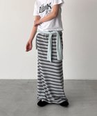 【キャナルジーン/CANAL JEAN】のEl mar ボーダーロングスカート 大人の最旬トレンドファッション＆コーディネート founy(ファウニー) ファッション Fashion レディースファッション Fashion for Women スカート Skirts ロングスカート Long Skirts / Maxi & Midi Skirts カットソー Cut and Sewn Top コンパクト Compact, Small Size スリット Slit, Slit Detail タンク Tank Top, Sleeveless Top ドローコード Drawcord, Drawstring Cord ポケット Pocket, Pocket Detail リラックス Relax, Relaxed Fit ロング Long, Long-Length thumbnail グレー|ID: prp329100004986691 ipo3291000000037353006