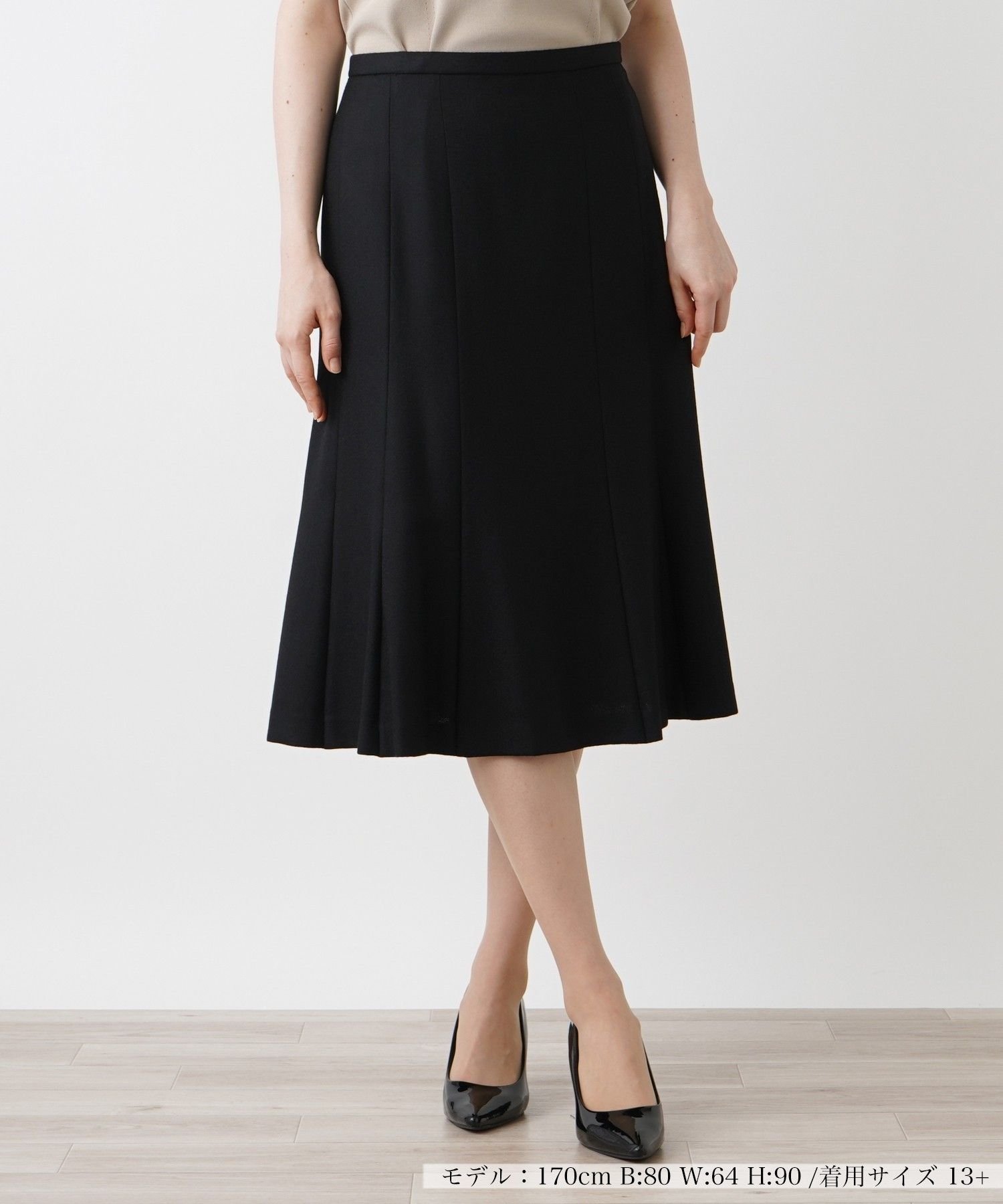 【レリアンプラスハウス/Leilian PLUS HOUSE】のフレアスカート インテリア・キッズ・メンズ・レディースファッション・服の通販 founy(ファウニー) 　ファッション　Fashion　レディースファッション　Fashion for Women　スカート　Skirts　Aライン・フレアスカート　A-Line & Flared Skirts　パターン　Pattern, Design Print　フレア　Flare, Flared　ベーシック　Basic, Essential　ポケット　Pocket, Pocket Detail　無地　Plain, Solid Color　秋　Autumn　ブラック|ID: prp329100004986717 ipo3291000000037353100