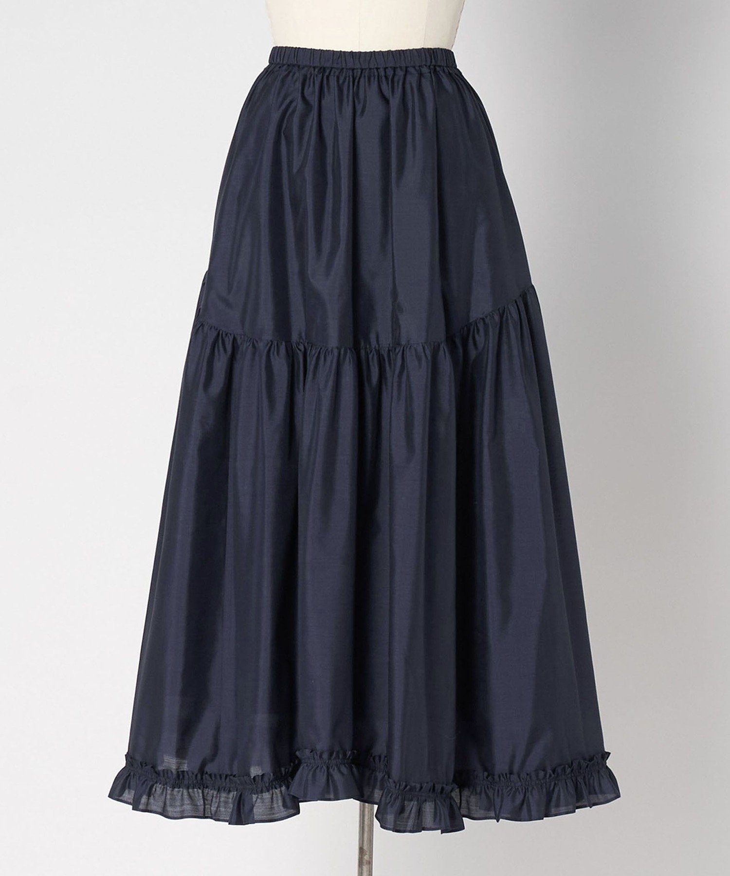 【ドゥロワー/DRAWER】のM.SUMMER シルクティアードスカート インテリア・キッズ・メンズ・レディースファッション・服の通販 founy(ファウニー) 　ファッション　Fashion　レディースファッション　Fashion for Women　スカート　Skirts　ティアードスカート　Tiered Skirts　シアー　Sheer, See-Through　シルク　Silk, 100% Silk　シンプル　Simple, Minimal　ティアードスカート　Tiered Skirt, Flounced Skirt　フォルム　Silhouette, Form　フラット　Flat, Flat Shoes　フリル　Frill, Ruffle　エレガント 上品　Elegant　夏　Summer　NAVY|ID: prp329100004986733 ipo3291000000037353235