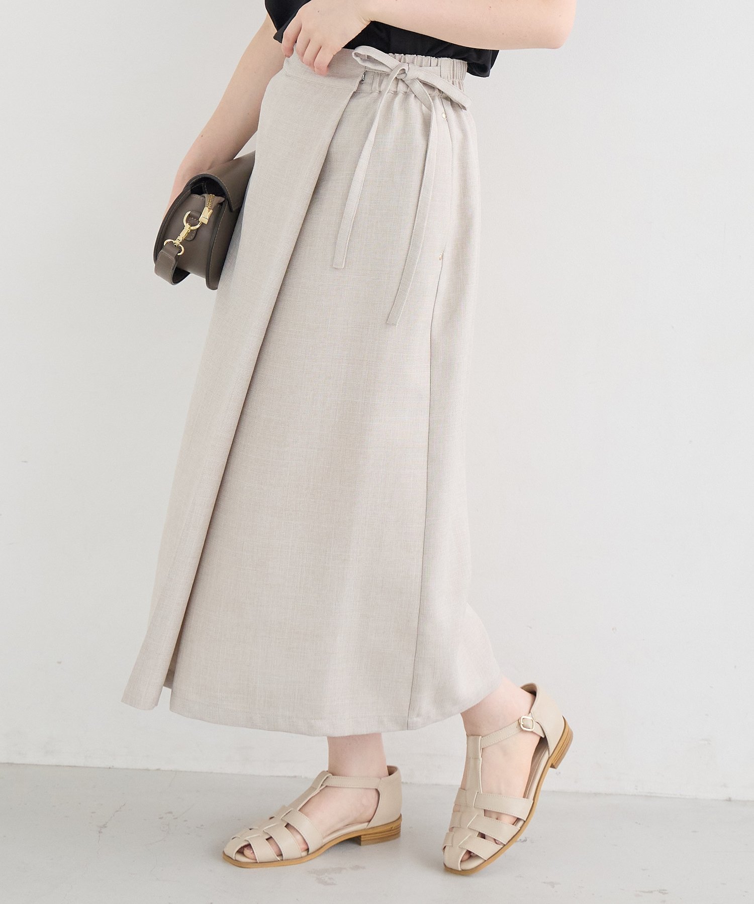 【ルクールブラン/le.coeur blanc】のラップライクスカート インテリア・キッズ・メンズ・レディースファッション・服の通販 founy(ファウニー) 　ファッション　Fashion　レディースファッション　Fashion for Women　スカート　Skirts　コンパクト　Compact, Small Size　ショート　Short, Short Length　シンプル　Simple, Minimal　タイトスカート　Pencil Skirt, Tight Skirt　バランス　Balance, Style Balance　ラップ　Wrap, Wrap Design　リボン　Ribbon, Bow　リラックス　Relax, Relaxed Fit　ベージュ|ID: prp329100004986751 ipo3291000000037353309