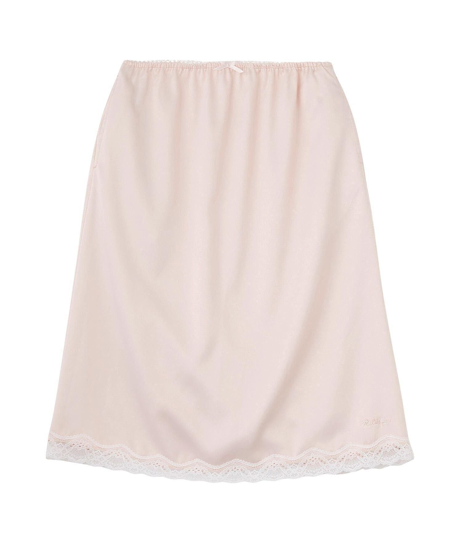 【ミルクフェド/MILKFED.】のSLIP SKIRT インテリア・キッズ・メンズ・レディースファッション・服の通販 founy(ファウニー) 　ファッション　Fashion　レディースファッション　Fashion for Women　スカート　Skirts　サテン　Satin, Glossy Fabric　スウェット / スエット　Sweatshirt, Sweatwear　ストレッチ　Stretch, Stretchy Fabric　デニム　Denim, Jeans Material　トレンド　Trend, Trending Now　バランス　Balance, Style Balance　ミドル　Middle Length, Mid Height　再入荷　Restock / Back in Stock　おすすめ　Recommended / Our Picks　エレガント 上品　Elegant　LtPINK|ID: prp329100004986752 ipo3291000000037353312