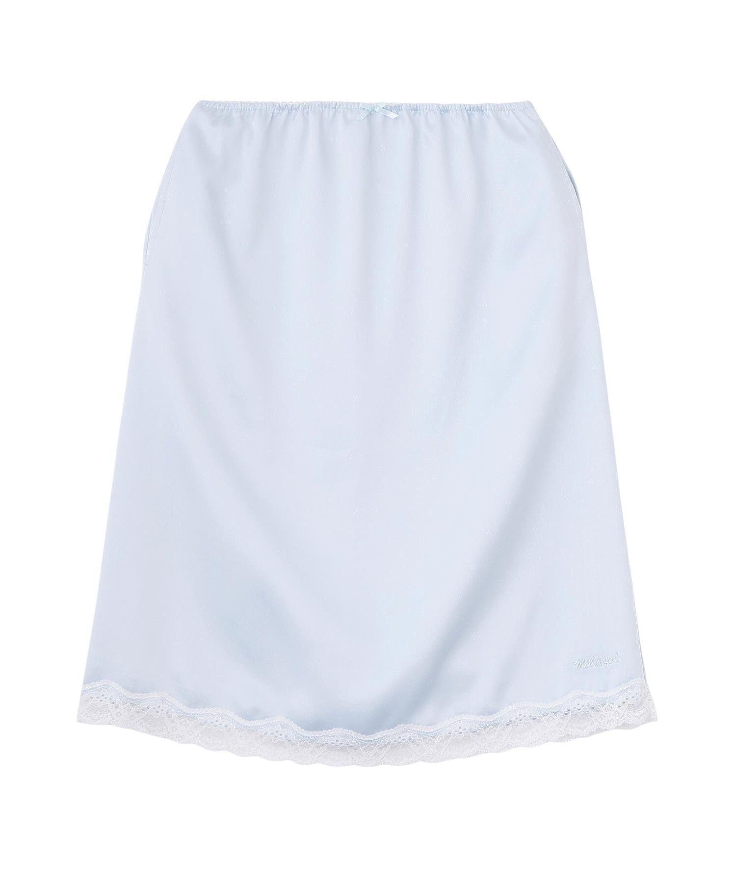 【ミルクフェド/MILKFED.】のSLIP SKIRT インテリア・キッズ・メンズ・レディースファッション・服の通販 founy(ファウニー) 　ファッション　Fashion　レディースファッション　Fashion for Women　スカート　Skirts　サテン　Satin, Glossy Fabric　スウェット / スエット　Sweatshirt, Sweatwear　ストレッチ　Stretch, Stretchy Fabric　デニム　Denim, Jeans Material　トレンド　Trend, Trending Now　バランス　Balance, Style Balance　ミドル　Middle Length, Mid Height　再入荷　Restock / Back in Stock　おすすめ　Recommended / Our Picks　エレガント 上品　Elegant　LtBLUE|ID: prp329100004986752 ipo3291000000037353313