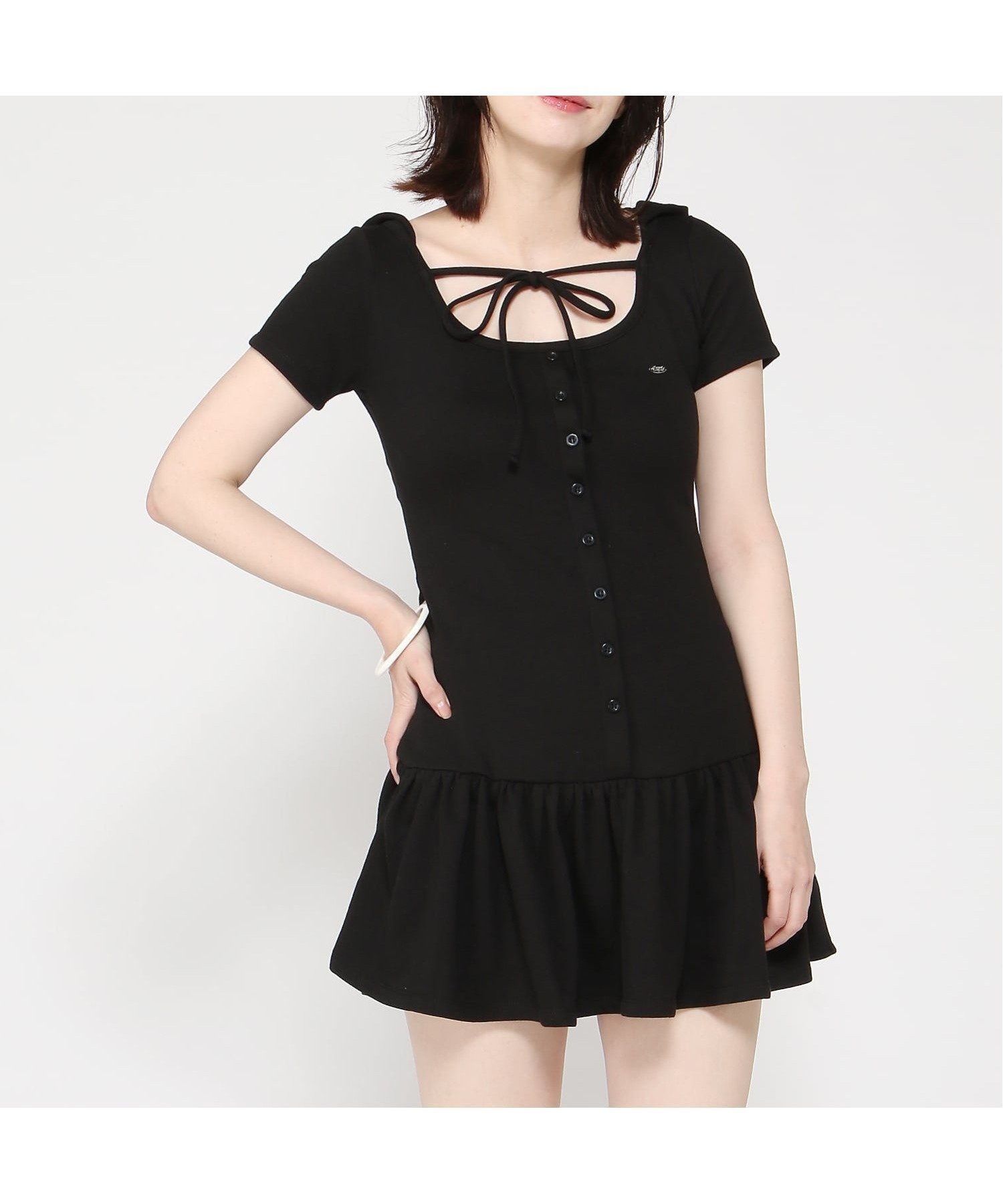 【イング/INGNI】のINGNI/ミニ裏毛フリルミニOP インテリア・キッズ・メンズ・レディースファッション・服の通販 founy(ファウニー) 　ファッション　Fashion　レディースファッション　Fashion for Women　ワンピース　Dresses　フリル　Frill, Ruffle　クロ|ID: prp329100004986758 ipo3291000000037353335