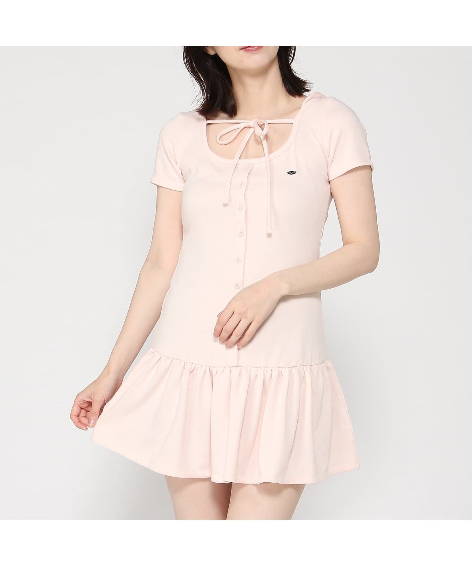 【イング/INGNI】のINGNI/ミニ裏毛フリルミニOP インテリア・キッズ・メンズ・レディースファッション・服の通販 founy(ファウニー) 　ファッション　Fashion　レディースファッション　Fashion for Women　ワンピース　Dresses　フリル　Frill, Ruffle　ライトピンク|ID: prp329100004986758 ipo3291000000037353337