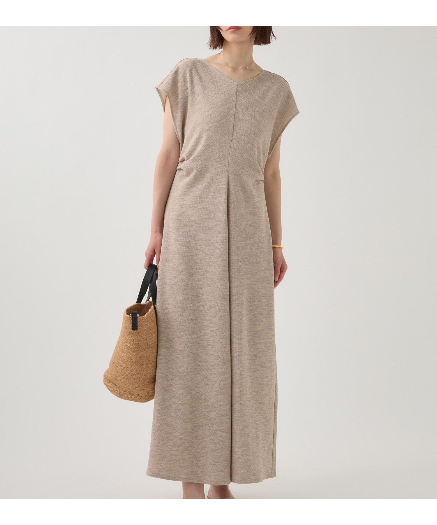 【バビロン/BABYLONE / KIDS】のリネンライクジャージーワンピース インテリア・キッズ・メンズ・レディースファッション・服の通販 founy(ファウニー) 　ファッション　Fashion　キッズファッション　Fashion for Kids　ワンピース　Dresses　くるぶし　Ankle-Length　ギャザー　Gathered, Ruffled　サンダル　Sandals, Summer Shoes　シューズ　Shoes, Footwear　ストレート　Straight, Straight Cut　フラット　Flat, Flat Shoes　フレア　Flare, Flared　マキシ　Maxi, Full Length　リゾート　Resort, Vacation Style　楽ちん　Easy Fit, Comfortable　ワイド　Wide, Wide Fit　再入荷　Restock / Back in Stock　おすすめ　Recommended / Our Picks　旅行　Travel　ベージュ55|ID: prp329100004986772 ipo3291000000037353414