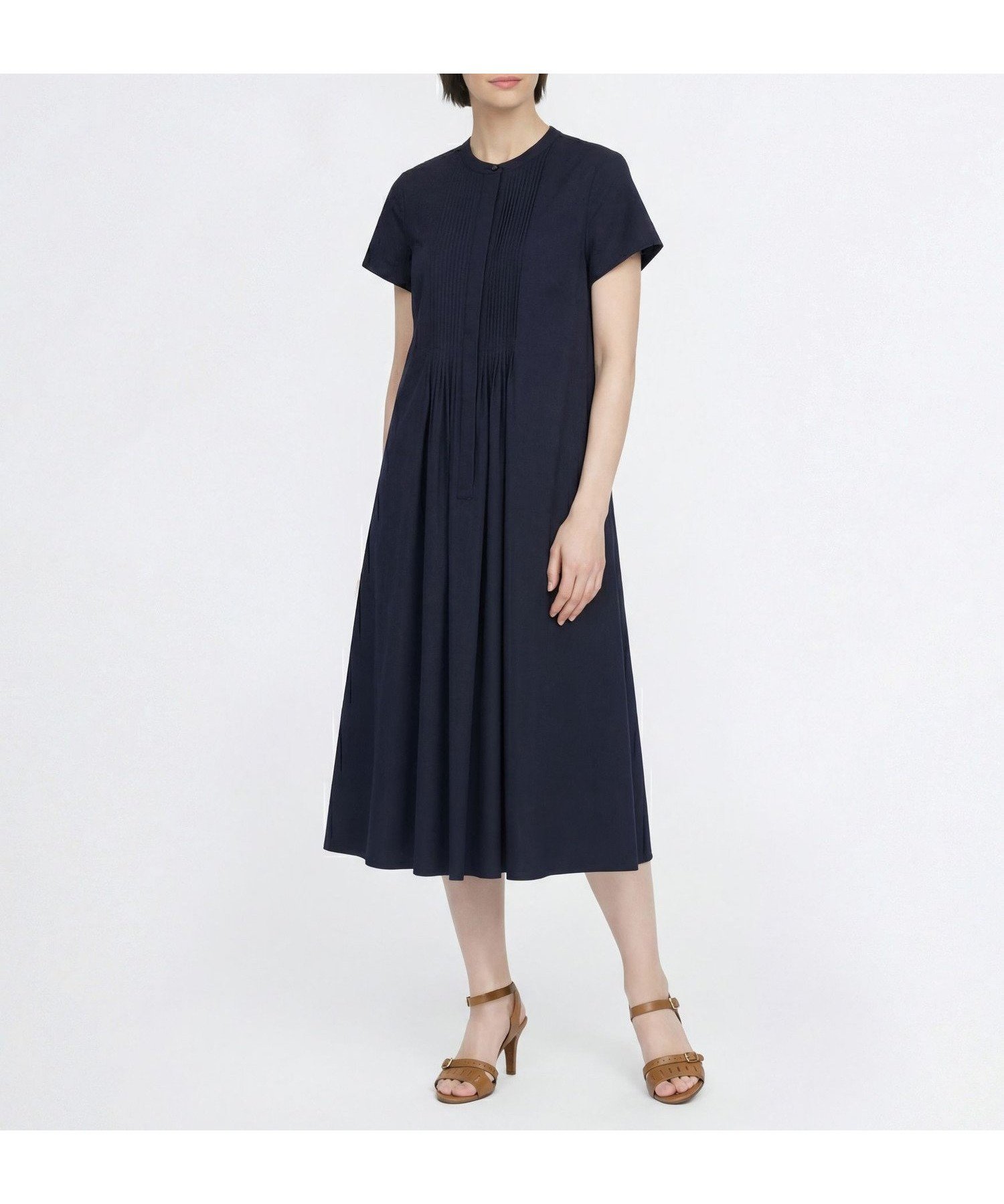【スキャパ/SCAPA】のクリアローンワンピース インテリア・キッズ・メンズ・レディースファッション・服の通販 founy(ファウニー) 　ファッション　Fashion　レディースファッション　Fashion for Women　ワンピース　Dresses　プリーツ　Pleats, Pleated　ネイビー|ID: prp329100004986781 ipo3291000000037353444