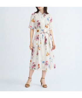 【スキャパ/SCAPA】のビンダフラワーワンピース 大人の最旬トレンドファッション＆コーディネート founy(ファウニー) ファッション Fashion レディースファッション Fashion for Women ワンピース Dresses おすすめ Recommended / Our Picks ガウン Gown, Robe フラワー Flower, Floral リネン Linen, Linen Fabric リボン Ribbon, Bow |ID:prp329100004986784
