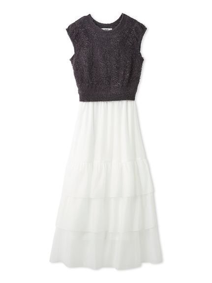 【スナイデル/SNIDEL】のニットドッキングティアードワンピース インテリア・キッズ・メンズ・レディースファッション・服の通販 founy(ファウニー) 　ファッション　Fashion　レディースファッション　Fashion for Women　ワンピース　Dresses　キャップ　Cap, Baseball Cap　シアー　Sheer, See-Through　スマート　Smart, Elegant　スリーブ　Sleeve, Long Sleeve / Short Sleeve　ドッキング　Docking, Mixed Material　フェミニン　Feminine, Girly　おすすめ　Recommended / Our Picks　エレガント 上品　Elegant　CGRY[007]|ID: prp329100004986796 ipo3291000000037354176