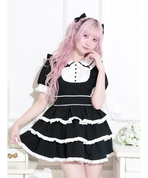 【ノエミ/NOEMIE】のドーリーフリルヨークティアードワンピース インテリア・キッズ・メンズ・レディースファッション・服の通販 founy(ファウニー) 　ファッション　Fashion　レディースファッション　Fashion for Women　ワンピース　Dresses　クラシカル　Classical, Vintage-Inspired　フリル　Frill, Ruffle　黒|ID: prp329100004986797 ipo3291000000037354214
