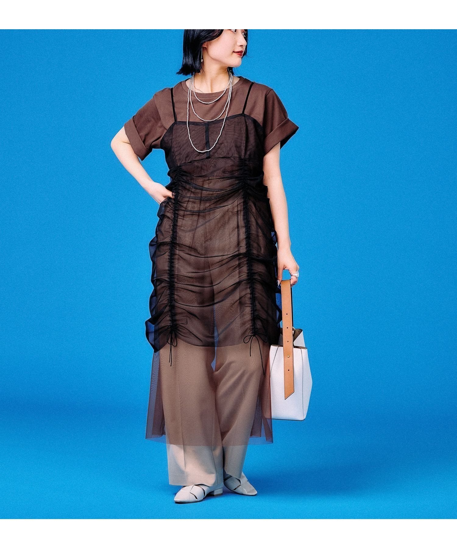 【グローバルワーク/GLOBAL WORK】の遥プロデュ-ス/カットソー チュールワンピセット/498325/アウトレット価格 インテリア・キッズ・メンズ・レディースファッション・服の通販 founy(ファウニー) 　ファッション　Fashion　レディースファッション　Fashion for Women　ワンピース　Dresses　カットソー　Cut and Sewn Top　ギャザー　Gathered, Ruffled　ショーツ　Shorts, Short Pants　ショート　Short, Short Length　シンプル　Simple, Minimal　チュール　Tulip, Tulip Motif　デニム　Denim, Jeans Material　トレンド　Trend, Trending Now　アウトレット　Outlet / Clearance　ブラウン*ブラック/ブラウン58|ID: prp329100004986798 ipo3291000000037354257