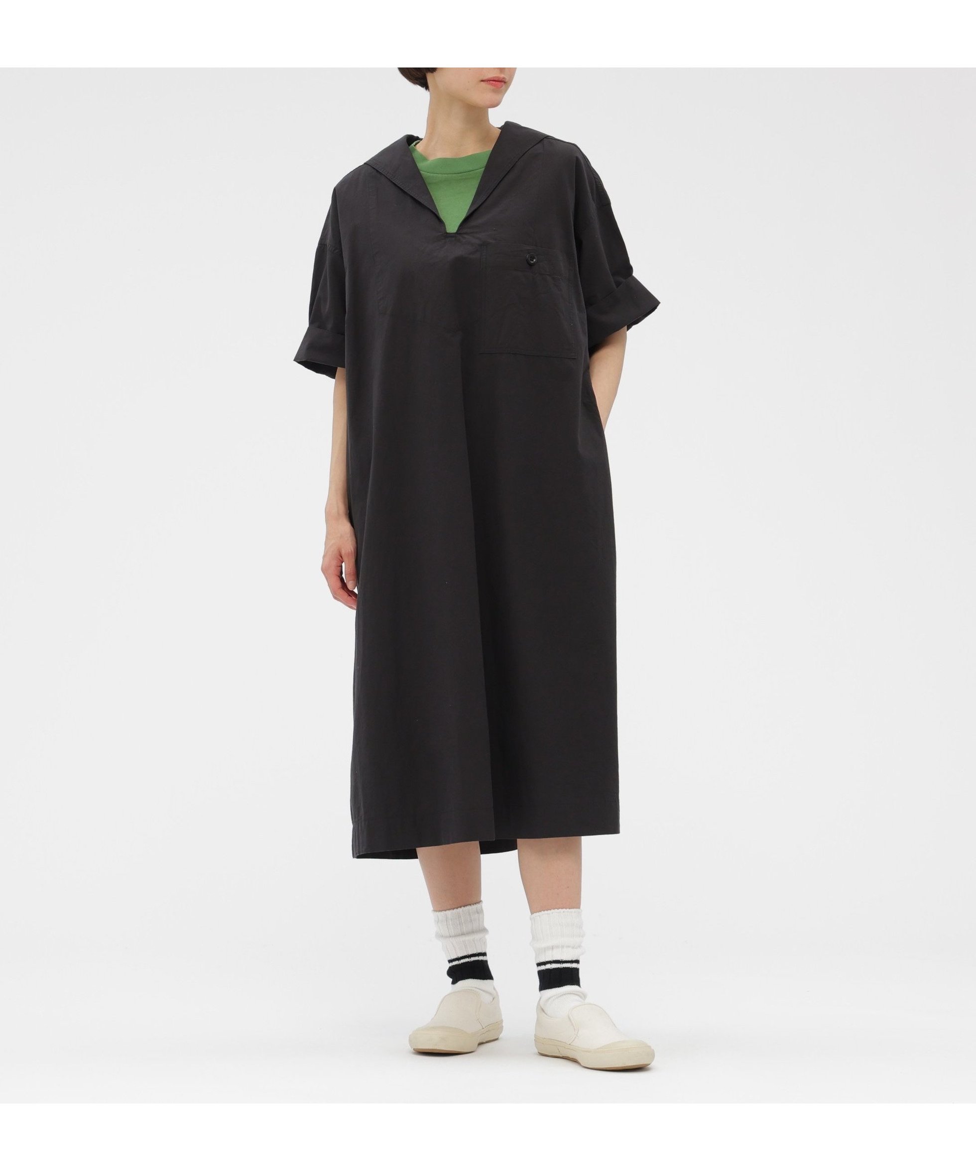 【マーガレットハウエル/MARGARET HOWELL】のSANDED COTTON LINEN DRESS インテリア・キッズ・メンズ・レディースファッション・服の通販 founy(ファウニー) ファッション Fashion レディースファッション Fashion for Women ワンピース Dresses フォーマル・パーティードレス・結婚式用ドレス Elegant & Casual Dresses スリーブ Sleeve, Long Sleeve / Short Sleeve ドレス Dress, One-Piece ハーフ Half, Half-Length ポケット Pocket, Pocket Detail リネン Linen, Linen Fabric ワイド Wide, Wide Fit BLACK|ID: prp329100004986809 ipo3291000000037354571