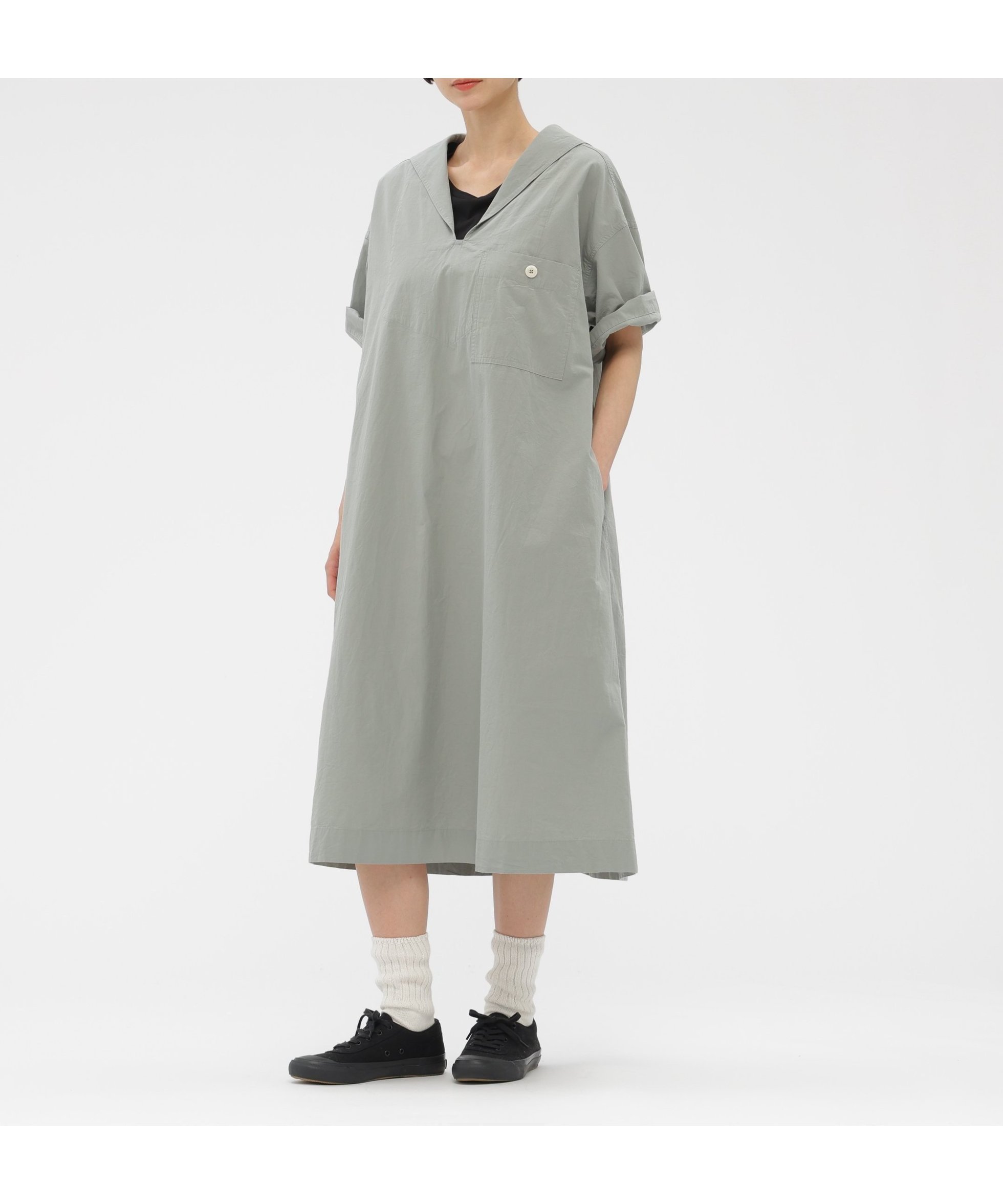 【マーガレットハウエル/MARGARET HOWELL】のSANDED COTTON LINEN DRESS インテリア・キッズ・メンズ・レディースファッション・服の通販 founy(ファウニー) ファッション Fashion レディースファッション Fashion for Women ワンピース Dresses フォーマル・パーティードレス・結婚式用ドレス Elegant & Casual Dresses スリーブ Sleeve, Long Sleeve / Short Sleeve ドレス Dress, One-Piece ハーフ Half, Half-Length ポケット Pocket, Pocket Detail リネン Linen, Linen Fabric ワイド Wide, Wide Fit SMOKE8|ID: prp329100004986809 ipo3291000000037354572