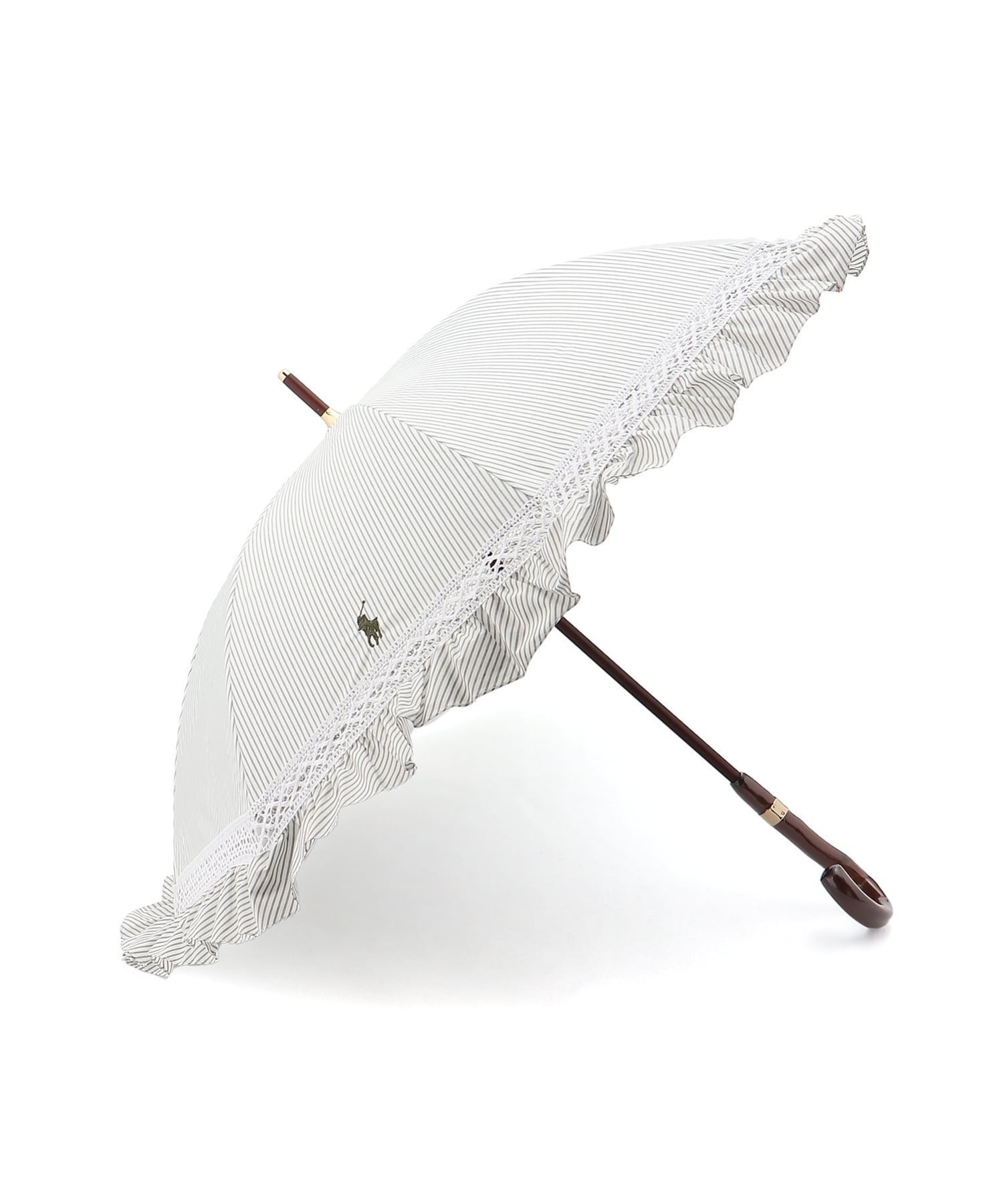 【ムーンバット/MOONBAT】の【遮光/晴雨兼用日傘】POLO RALPH LAUREN(ポロ ラルフローレン) ストライプフリル 長傘 遮熱 UV 大人の最旬トレンドファッション＆コーディネート founy(ファウニー) 　ファッション　Fashion　レディースファッション　Fashion for Women　レイングッズ・傘・晴雨兼用傘　Umbrellas & Rain Gear　アイビー　Ivy Pattern　エレガント 上品　Elegant　傘　Umbrella, Parasol　ストライプ　Stripe, Striped Pattern　ニューヨーク　New York, NYC Style　フリル　Frill, Ruffle　日傘　Parasol, UV Umbrella　メタル　Metal, Metal Parts　レース　Lace, Lace Fabric　おすすめ　Recommended / Our Picks　 other-1|ID: prp329100004986974 ipo3291000000037357608