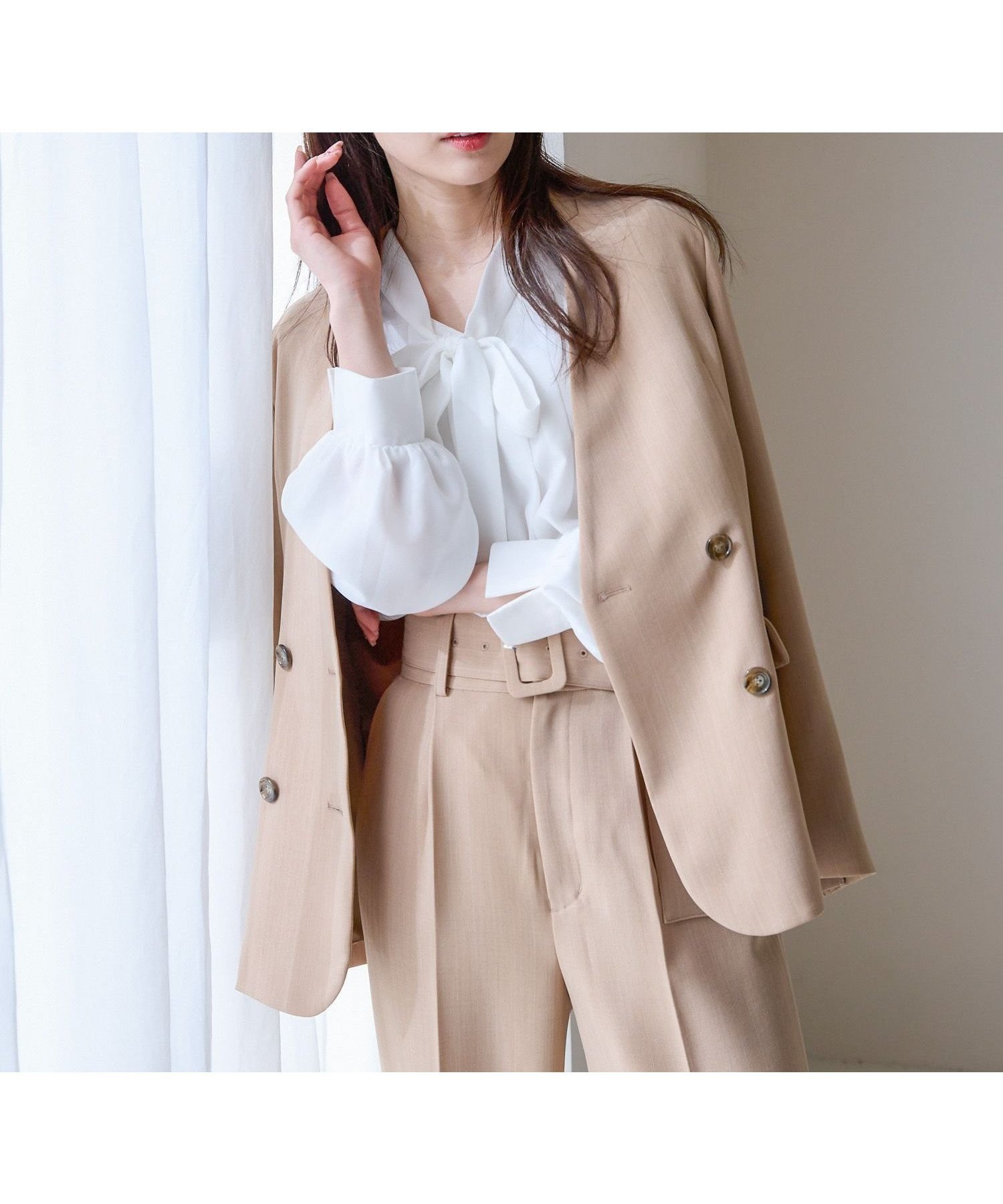 【アンデミュウ/Andemiu】のアソートノーカラージャケット インテリア・キッズ・メンズ・レディースファッション・服の通販 founy(ファウニー) 　ファッション　Fashion　レディースファッション　Fashion for Women　アウター　Coat / Outerwear Collection　レディースジャケット・軽アウター　Jackets　ノーカラージャケット / シンプル上品コーデ　Collarless Jackets　おすすめ　Recommended / Our Picks　カットソー　Cut and Sewn Top　シンプル　Simple, Minimal　ジャケット　Jacket, Outerwear　ストライプ　Stripe, Striped Pattern　セットアップ　Set-Up, Coordinated Outfit　セレモニー　Ceremony　ビジネス 仕事 通勤　Business / Work / Commuting　ベージュストライプ|ID: prp329100004987053 ipo3291000000037358591