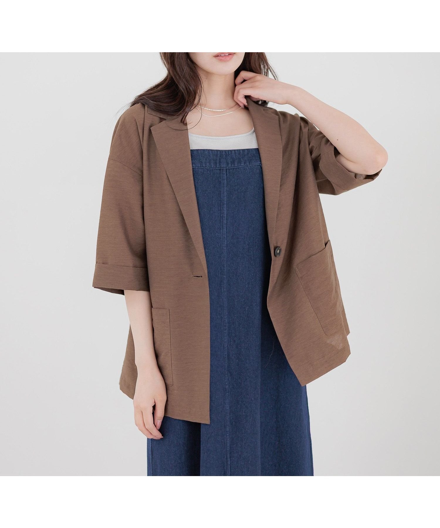 【アンデミュウ/Andemiu】のシアーライクハーフジャケット インテリア・キッズ・メンズ・レディースファッション・服の通販 founy(ファウニー) 　ファッション　Fashion　レディースファッション　Fashion for Women　アウター　Coat / Outerwear Collection　レディースジャケット・軽アウター　Jackets　シアー　Sheer, See-Through　ジャケット　Jacket, Outerwear　エレガント 上品　Elegant　半袖　Short Sleeve, Half Sleeve　夏　Summer　ブラウン|ID: prp329100004987055 ipo3291000000037358597