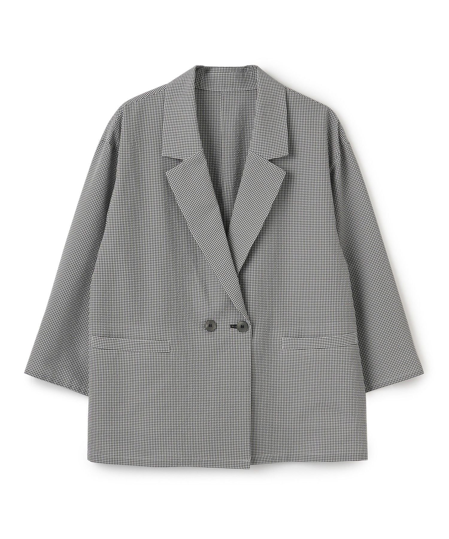 【キャラオクルス/CARA OCRUZ】のギンガムチェックダブルジャケット インテリア・キッズ・メンズ・レディースファッション・服の通販 founy(ファウニー) 　ファッション　Fashion　レディースファッション　Fashion for Women　アウター　Coat / Outerwear Collection　レディースジャケット・軽アウター　Jackets　ウォッシャブル　Machine Washable　ギンガム　Gingham, Gingham Fabric　ジャケット　Jacket, Outerwear　セットアップ　Set-Up, Coordinated Outfit　ダブル　Double, Double-Breasted　チェック　Check, Plaid, Tartan　バランス　Balance, Style Balance　ポケット　Pocket, Pocket Detail　マニッシュ　Mannish, Boyish　夏　Summer　ブラック|ID: prp329100004987064 ipo3291000000037358812