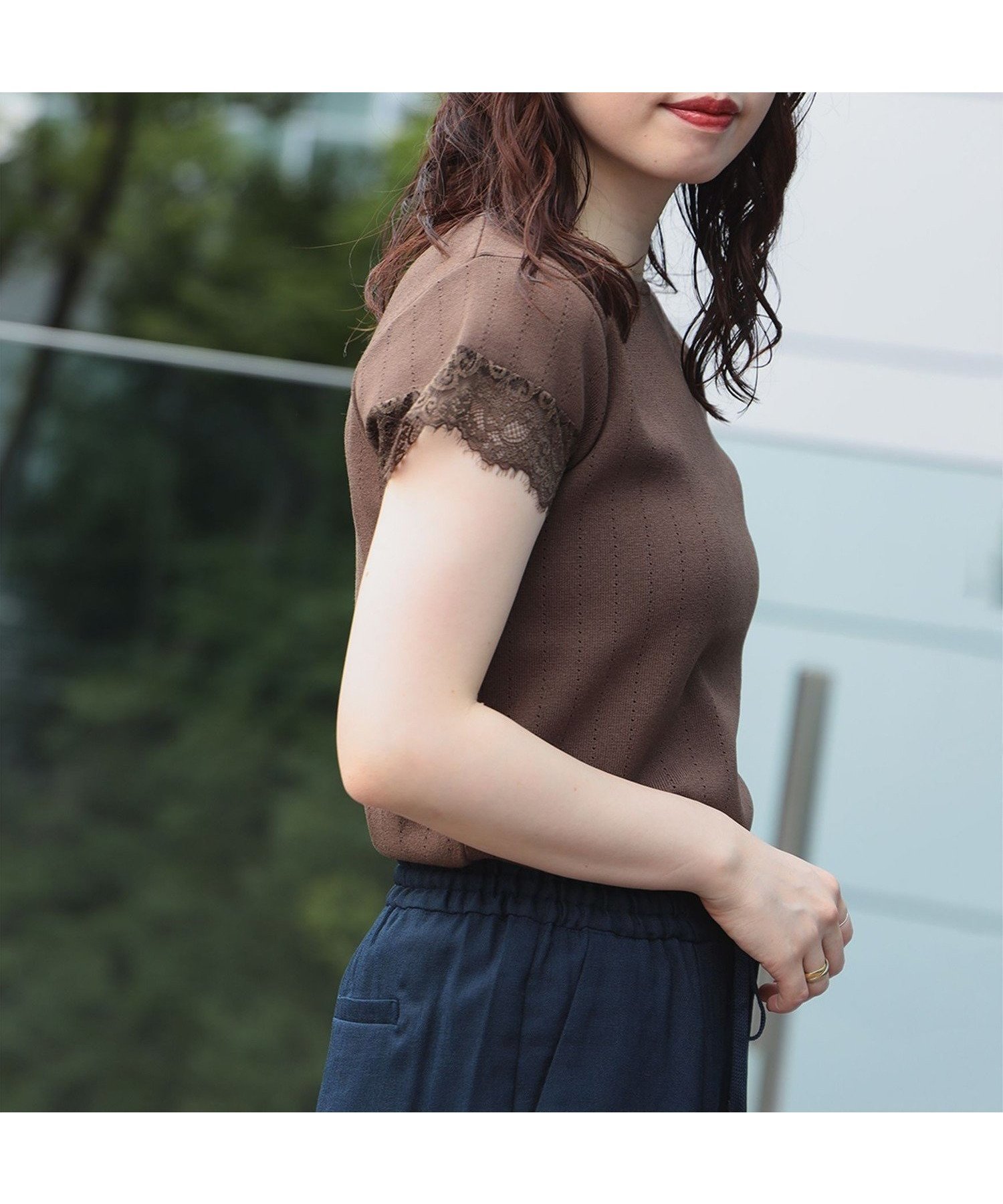 【ビームス ウイメン/BEAMS】の袖レース アイレットニット プルオーバー 大人の最旬トレンドファッション＆コーディネート founy(ファウニー) 　ファッション　Fashion　レディースファッション　Fashion for Women　トップス・カットソー　Cut & Sew Tops　ニット　Knit Tops & Sweaters　カジュアルプルオーバー・ニットトップス　Pullovers & Knit Tops / Casual Pullovers　おすすめ　Recommended / Our Picks　アイレット　Eyelet Lace　インナー　Innerwear　キャミワンピース　Cami Dress, Slip Dress　コンパクト　Compact, Small Size　ジャケット　Jacket, Outerwear　ストレート　Straight, Straight Cut　ボトム　Bottoms, Lower Wear　レース　Lace, Lace Fabric　夏　Summer　 other-1|ID: prp329100004987067 ipo3291000000037358826