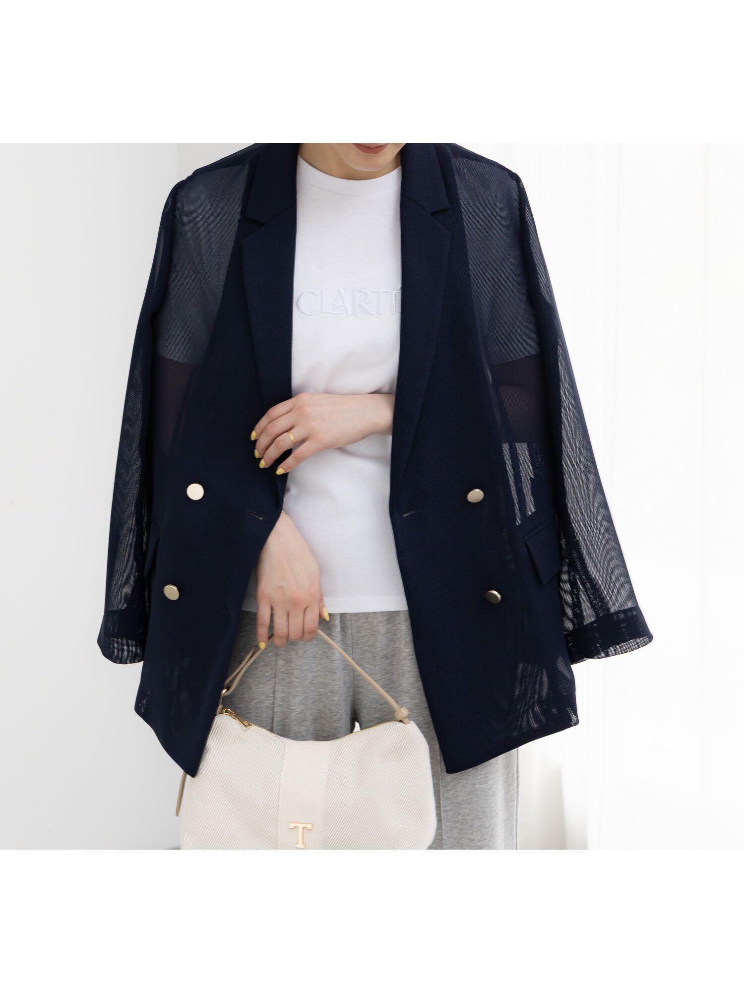【テチチ/Te chichi】のメッシュテーラードジャケット インテリア・キッズ・メンズ・レディースファッション・服の通販 founy(ファウニー) 　ファッション　Fashion　レディースファッション　Fashion for Women　アウター　Coat / Outerwear Collection　レディースジャケット・軽アウター　Jackets　テーラードジャケット / 通勤・きれいめスタイル　Tailored Jackets & Blazers　スラックス　Slacks, Dress Pants　タンク　Tank Top, Sleeveless Top　ポケット　Pocket, Pocket Detail　メッシュ　Mesh, Net Fabric　ワイド　Wide, Wide Fit　エレガント 上品　Elegant　ネイビー|ID: prp329100004987071 ipo3291000000037358870