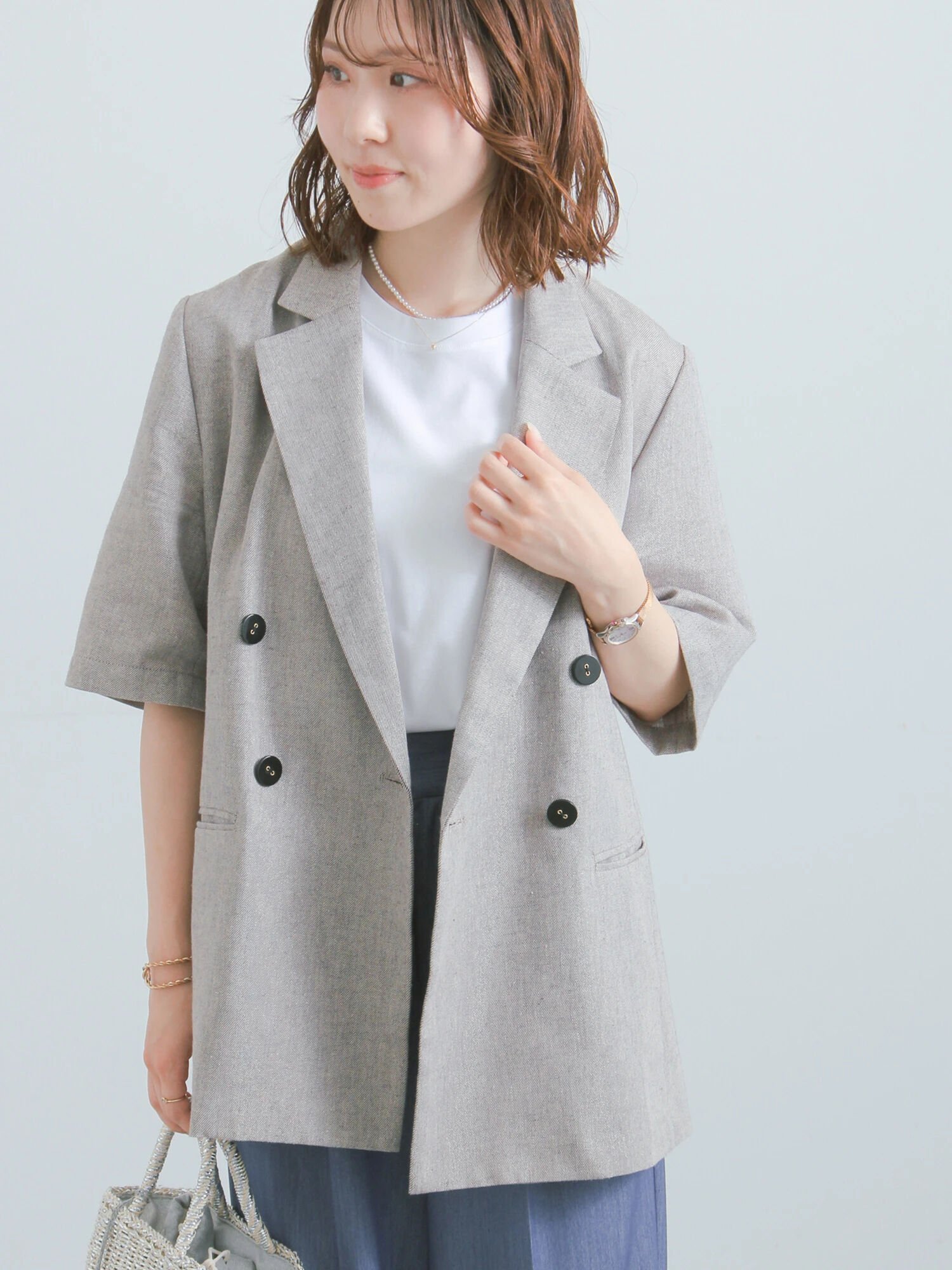 【テチチ/Te chichi】のリネンMIXハーフスリーブジャケット インテリア・キッズ・メンズ・レディースファッション・服の通販 founy(ファウニー) 　ファッション　Fashion　レディースファッション　Fashion for Women　アウター　Coat / Outerwear Collection　レディースジャケット・軽アウター　Jackets　クラシカル　Classical, Vintage-Inspired　タンク　Tank Top, Sleeveless Top　ダブル　Double, Double-Breasted　リネン　Linen, Linen Fabric　リラックス　Relax, Relaxed Fit　エレガント 上品　Elegant　半袖　Short Sleeve, Half Sleeve　夏　Summer　春　Spring　S/S・春夏　SS, Spring/Summer, Warm Season　ビジネス 仕事 通勤　Business / Work / Commuting　ベージュ|ID: prp329100004987072 ipo3291000000037358873