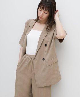 【セレクトモカ/SELECT MOCA】のピンストライプハーフスリーブジャケット【セットアップ対応可】 大人の最旬トレンドファッション＆コーディネート founy(ファウニー) ファッション Fashion レディースファッション Fashion for Women アウター Coat / Outerwear Collection レディースジャケット・軽アウター Jackets ジャケット Jacket, Outerwear ストライプ Stripe, Striped Pattern セットアップ Set-Up, Coordinated Outfit 半袖 Short Sleeve, Half Sleeve |ID:prp329100004987073