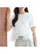 【スナイデル/SNIDEL】の【WEB限定カラーあり】ボリュームペプラムドッキングカットプルオーバー 大人の最旬トレンドファッション＆コーディネート founy(ファウニー) ファッション Fashion レディースファッション Fashion for Women トップス・カットソー Cut & Sew Tops カジュアルプルオーバー・ニットトップス Pullovers & Knit Tops / Casual Pullovers ウェーブ Wavy Pattern エレガント 上品 Elegant オーガンジー Organza Fabric シンプル Simple, Minimal スマート Smart, Elegant スリット Slit, Slit Detail ドット Polka Dot, Dot Pattern フリル Frill, Ruffle ペプラム Peplum, Flared Hem ボーダー Border, Stripe 半袖 Short Sleeve, Half Sleeve 無地 Plain, Solid Color おすすめ Recommended / Our Picks thumbnail WHT[001]|ID: prp329100004987076 ipo3291000000037358898