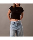 【カルバンクライン/Calvin Klein】の【公式ショップ】 カルバンクライン モノグラム ベイビーTシャツ Calvin Klein Jeans 47AB802 大人の最旬トレンドファッション＆コーディネート founy(ファウニー) ファッション Fashion レディースファッション Fashion for Women トップス・カットソー Cut & Sew Tops シャツ・ブラウス・オフィスカジュアル Elegant Blouses & Button-Ups ロングTシャツ・Tシャツ Longline T-Shirts & Tees アンダー Underwear Essentials エンブロイダリー Embroidery Design フィット Fit, Slim Fit ベビー Baby, Babywear ワイド Wide, Wide Fit thumbnail Black|ID: prp329100004987086 ipo3291000000037358972