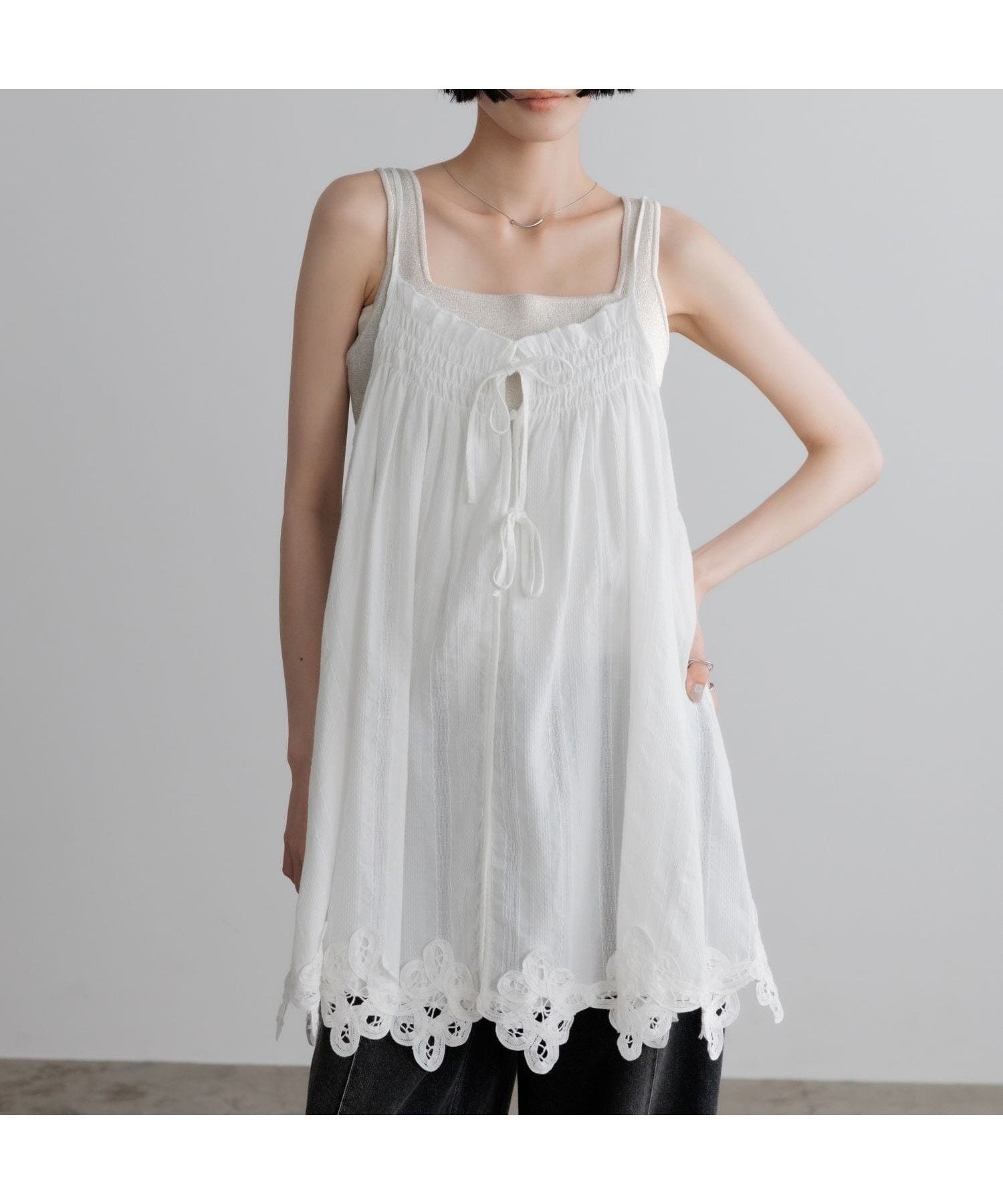 【ローリーズファーム/LOWRYS FARM】の2WAYバテンレースミニワンピース インテリア・キッズ・メンズ・レディースファッション・服の通販 founy(ファウニー) 　ファッション　Fashion　レディースファッション　Fashion for Women　ワンピース　Dresses　おすすめ　Recommended / Our Picks　インナー　Innerwear　ジャケット　Jacket, Outerwear　ストライプ　Stripe, Striped Pattern　デニム　Denim, Jeans Material　フレア　Flare, Flared　フロント　Front, Front Design　リボン　Ribbon, Bow　レース　Lace, Lace Fabric　夏　Summer　オフホワイト08|ID: prp329100004987095 ipo3291000000037359020